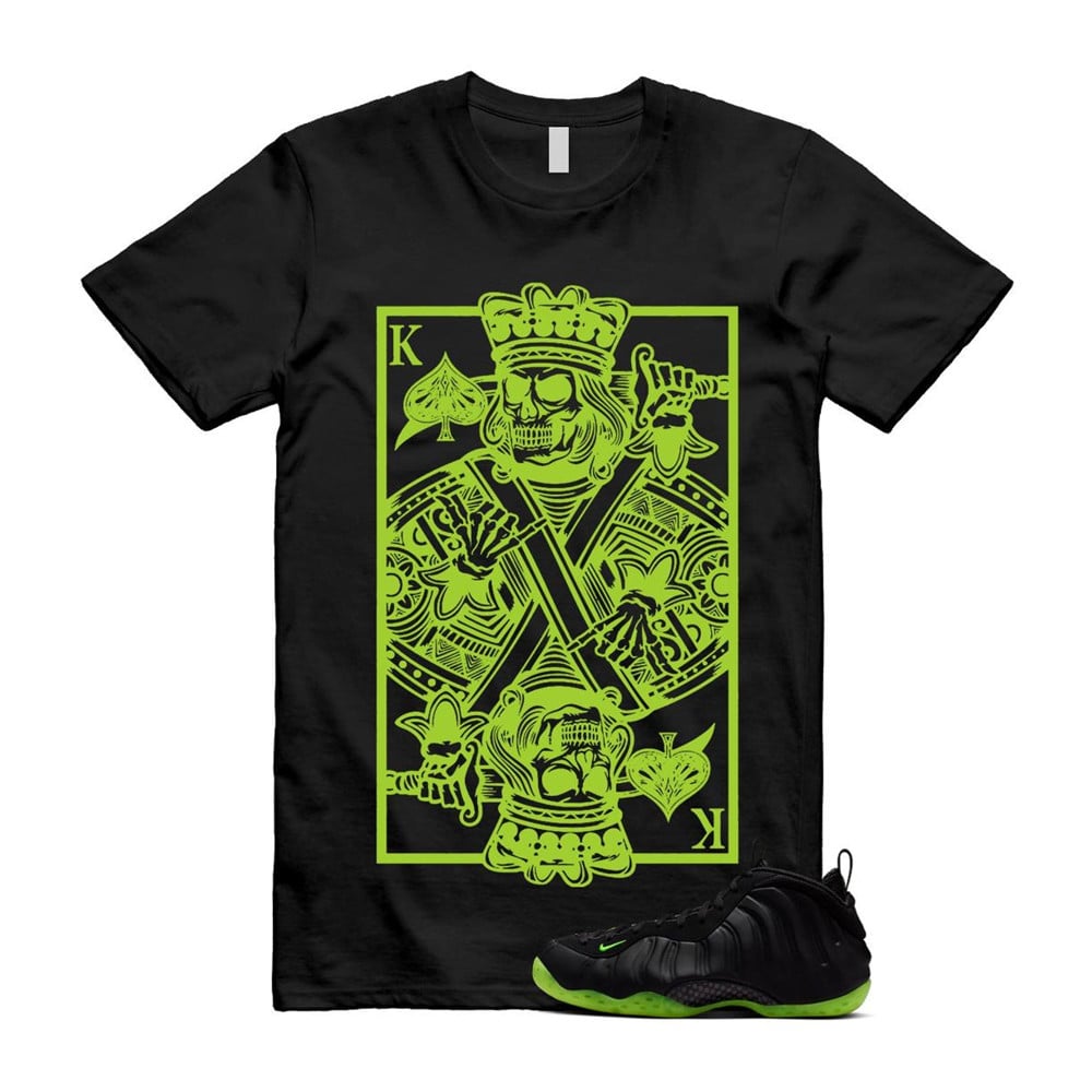 King Card Shirt To Match Foamposite Volt Black Air One T-Shirt, Sneaker Match Tees
