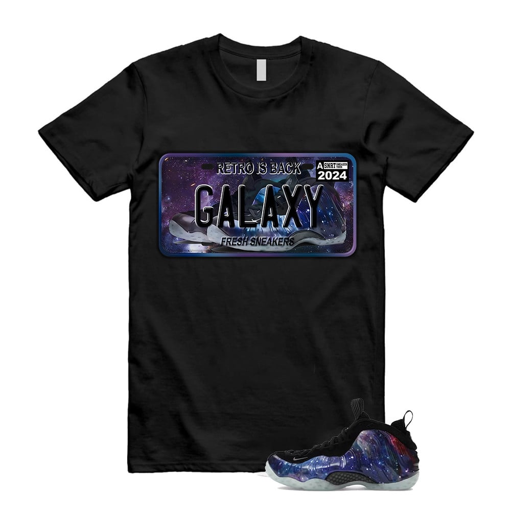 Sneaker Plate Shirt To Match Galaxy Air Foamposite One 2025 Obsidian Black Anthracite T-Shirt, Sneaker Match Tees