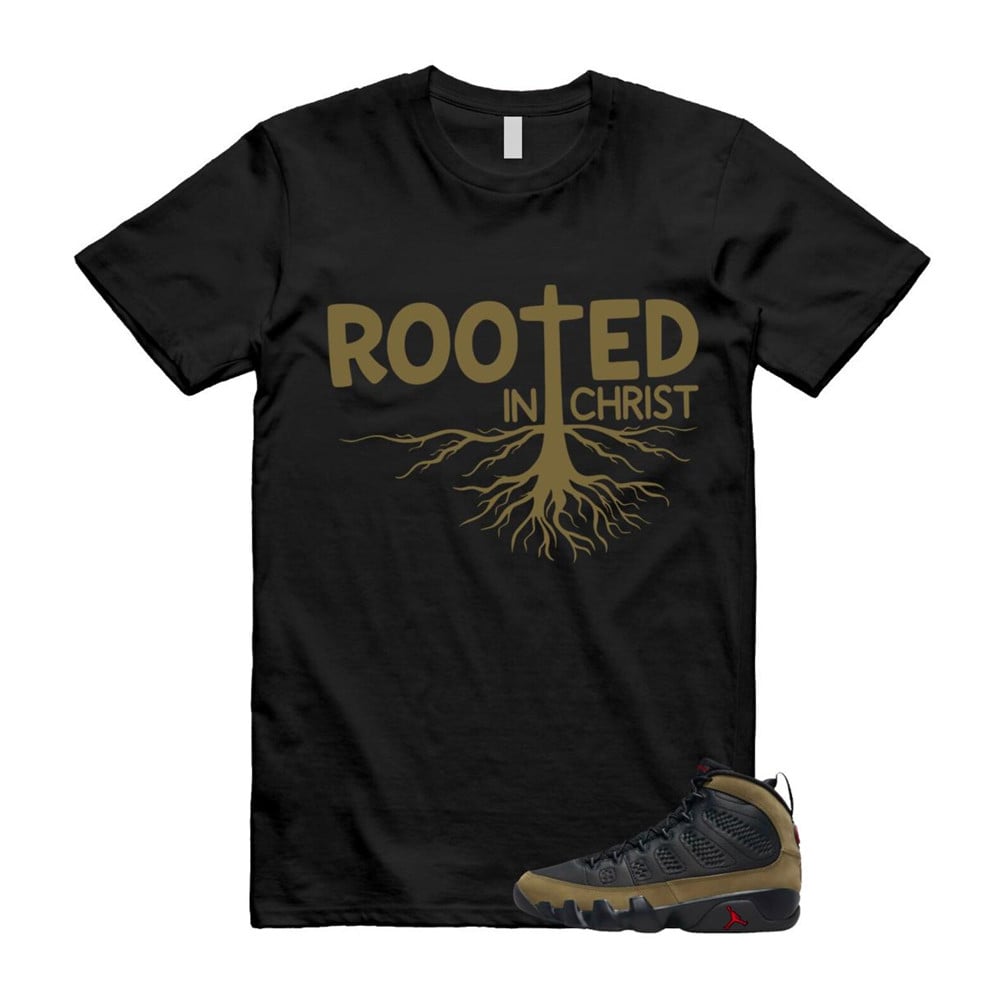 ROOTED Shirt To Match Air Jordan 9 Olive T-Shirt, Sneaker Match Tees