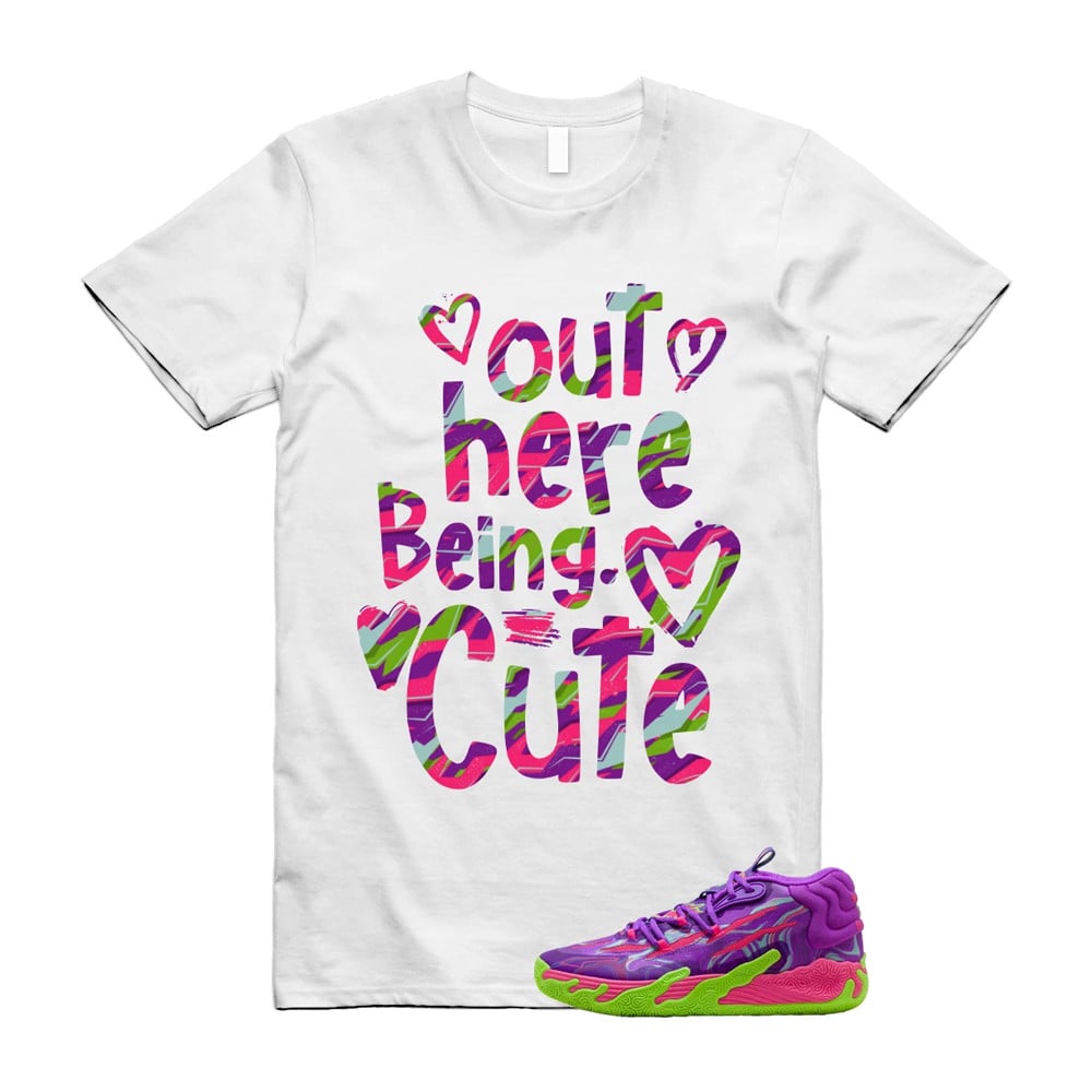 Out Here Being Cute Shirt To Match Puma Toxic LaMelo Ball Purple Glimmer Green Gecko 03 Slime T-Shirt, Sneaker Match Tees