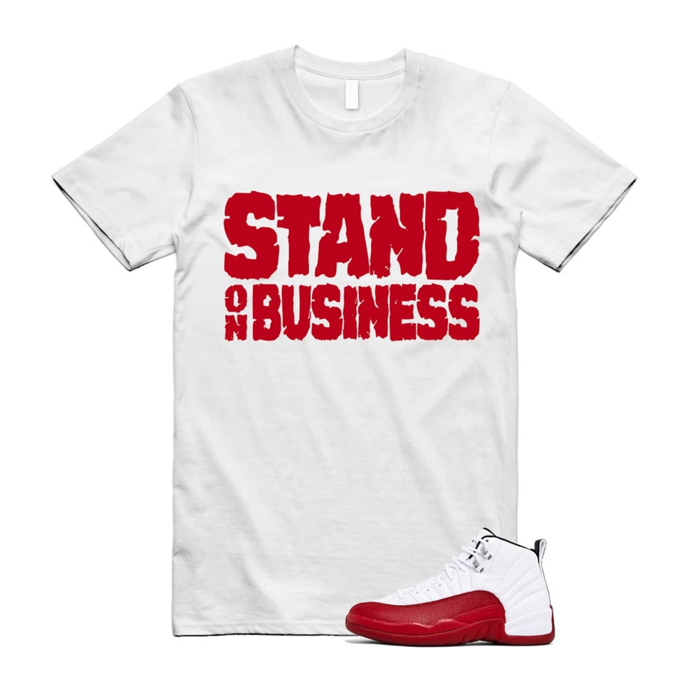 Air Jordan 12 Cherry Red Shirt to Match Stand On Business CT8013-116 Match Sneaker Tee