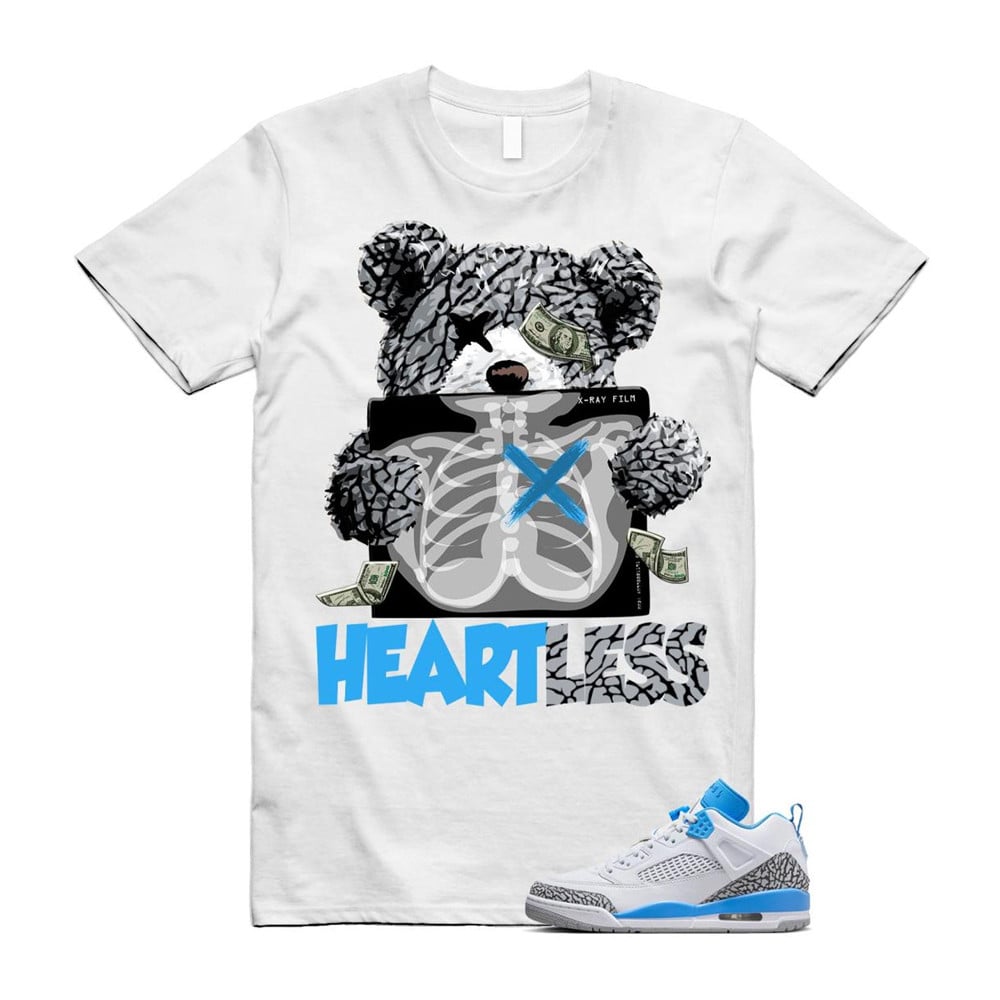 Heartless Shirt To Match Spizike UNC University Blue White Wolf Grey Anthracite Low T-Shirt, Sneaker Match Tees