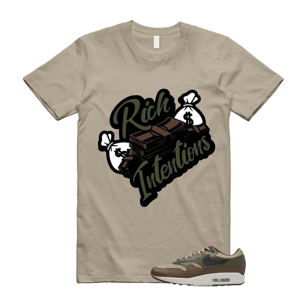 Rich Intentions Shirt To Match Air Max 1 Neutral Olive Cacao Wow T-Shirt, Sneaker Match Tees