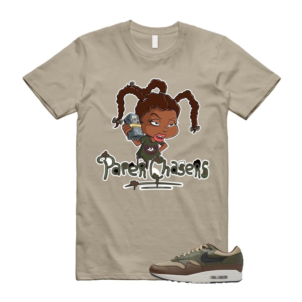 Paper Chasers Shirt To Match Air Max 1 Neutral Olive Cacao Wow T-Shirt, Sneaker Match Tees