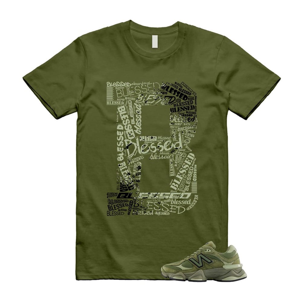 Blessed Shirt To Match 9060 Dark Olivine Green Olive T-Shirt, Sneaker Match Tees