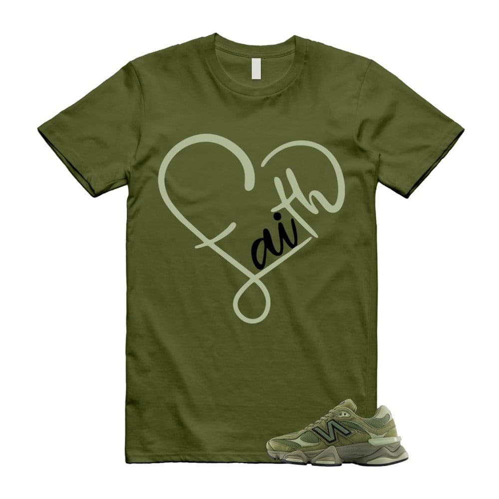 FAITH Shirt To Match 9060 Dark Olivine Green Olive T-Shirt, Sneaker Match Tees