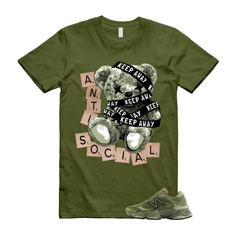 New Balance 9060 Dark Olivine Green Olive Anti Social Bear Shirt to Match U9060ZGD Match Sneaker Tee