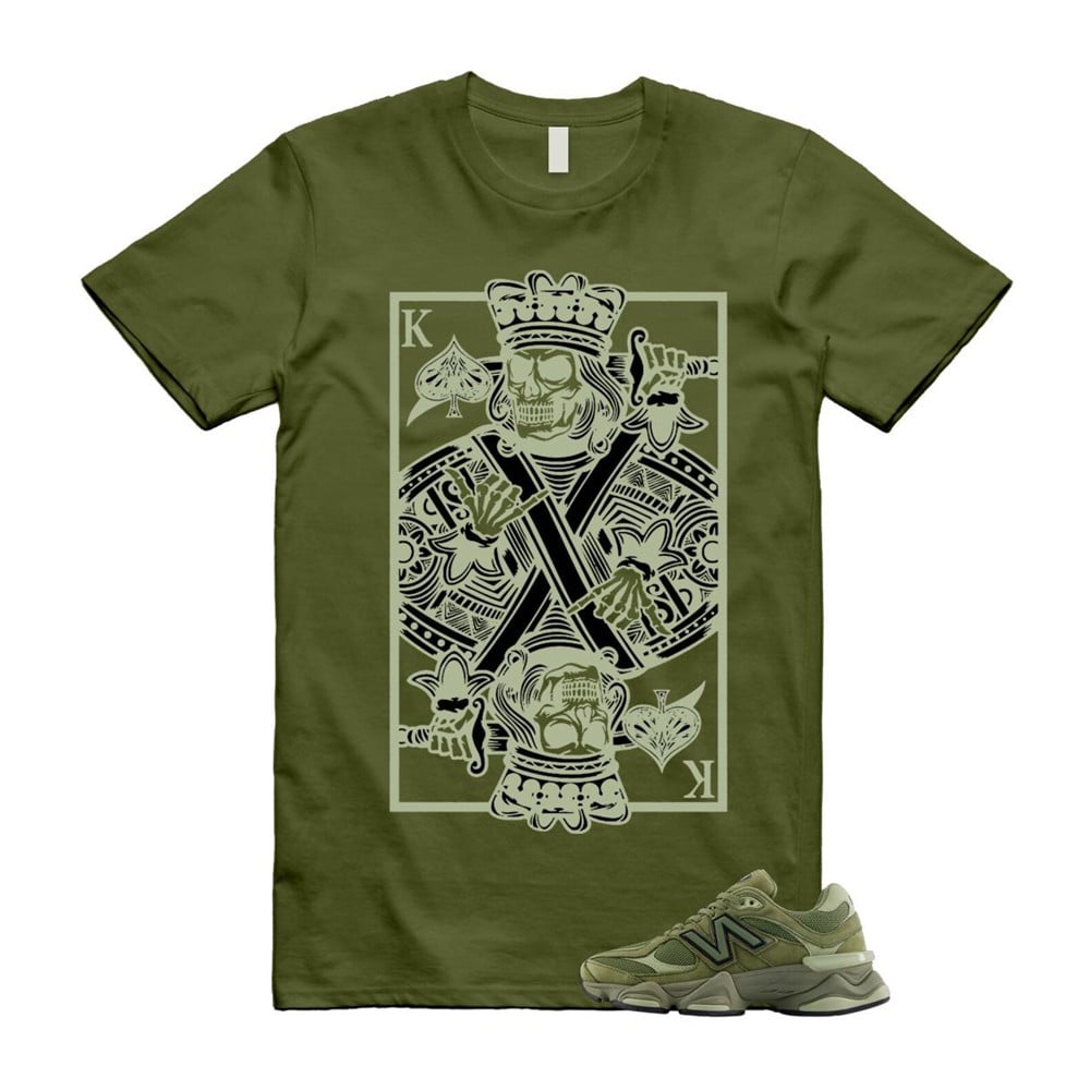 King Card Shirt To Match 9060 Dark Olivine Green Olive T-Shirt, Sneaker Match Tees