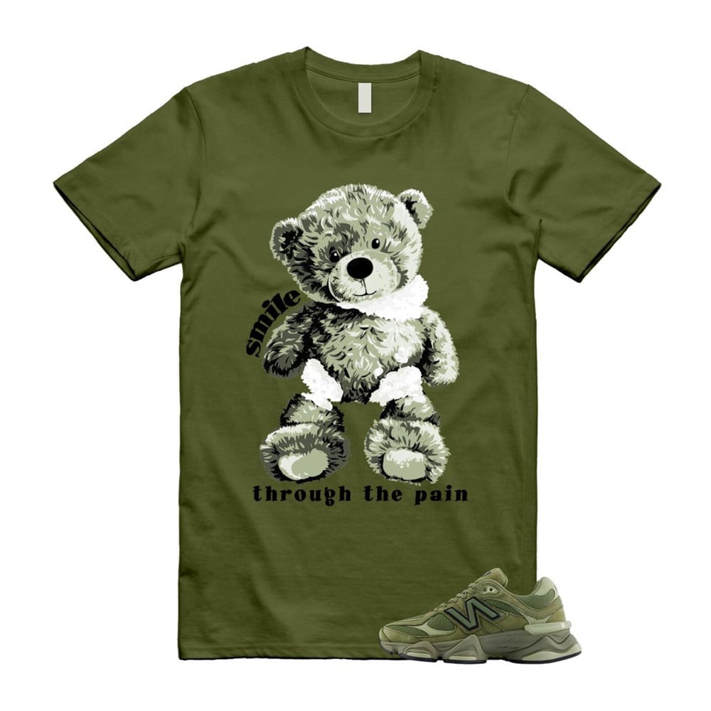 Smile Through The Pain Shirt To Match 9060 Dark Olivine Green Olive T-Shirt, Sneaker Match Tees