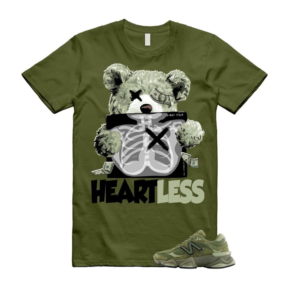 Heartless Shirt To Match 9060 Dark Olivine Green Olive T-Shirt, Sneaker Match Tees