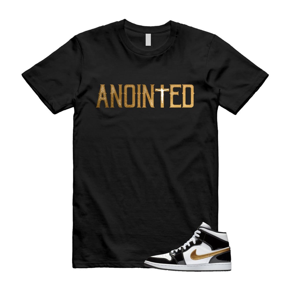 1 Metallic Gold Patent Black White Shirt To Match Anointed T-Shirt, Match Sneaker Tee 2023