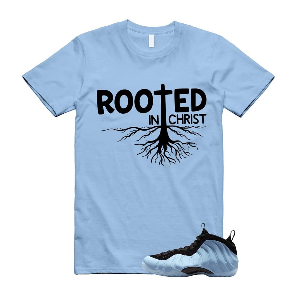 ROOTED Shirt To match Foamposite Psychic Blue Black Air One T-Shirt, Sneaker Match Tees