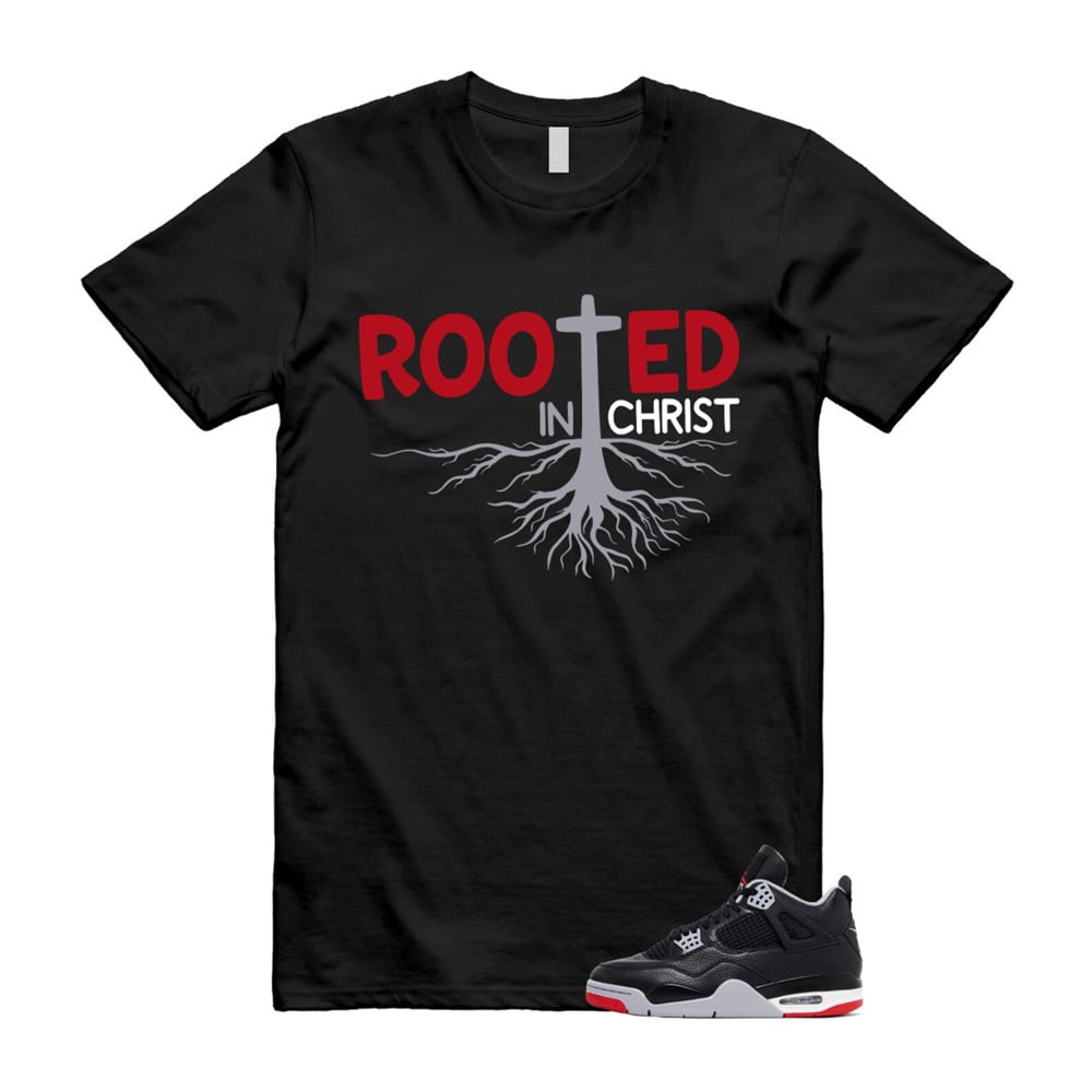 ROOTED Shirt To Match Retro Air Jordan 4 BRED Reimagined T-Shirt, Sneaker Match Tees