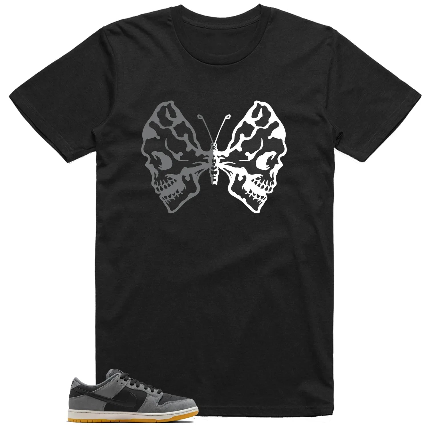 Butterfly Skulls Shirt To Match SB Dunk Low Dark Smoke Grey T-Shirt, Sneaker Match Tees
