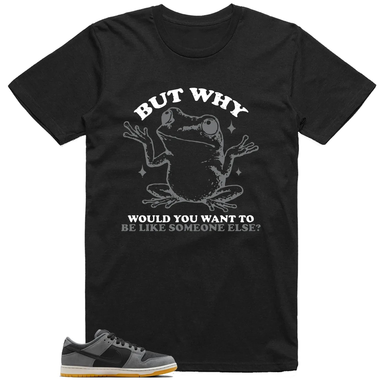 Funny But Why Shirt To Match SB Dunk Low Dark Smoke Grey T-Shirt, Sneaker Match Tees