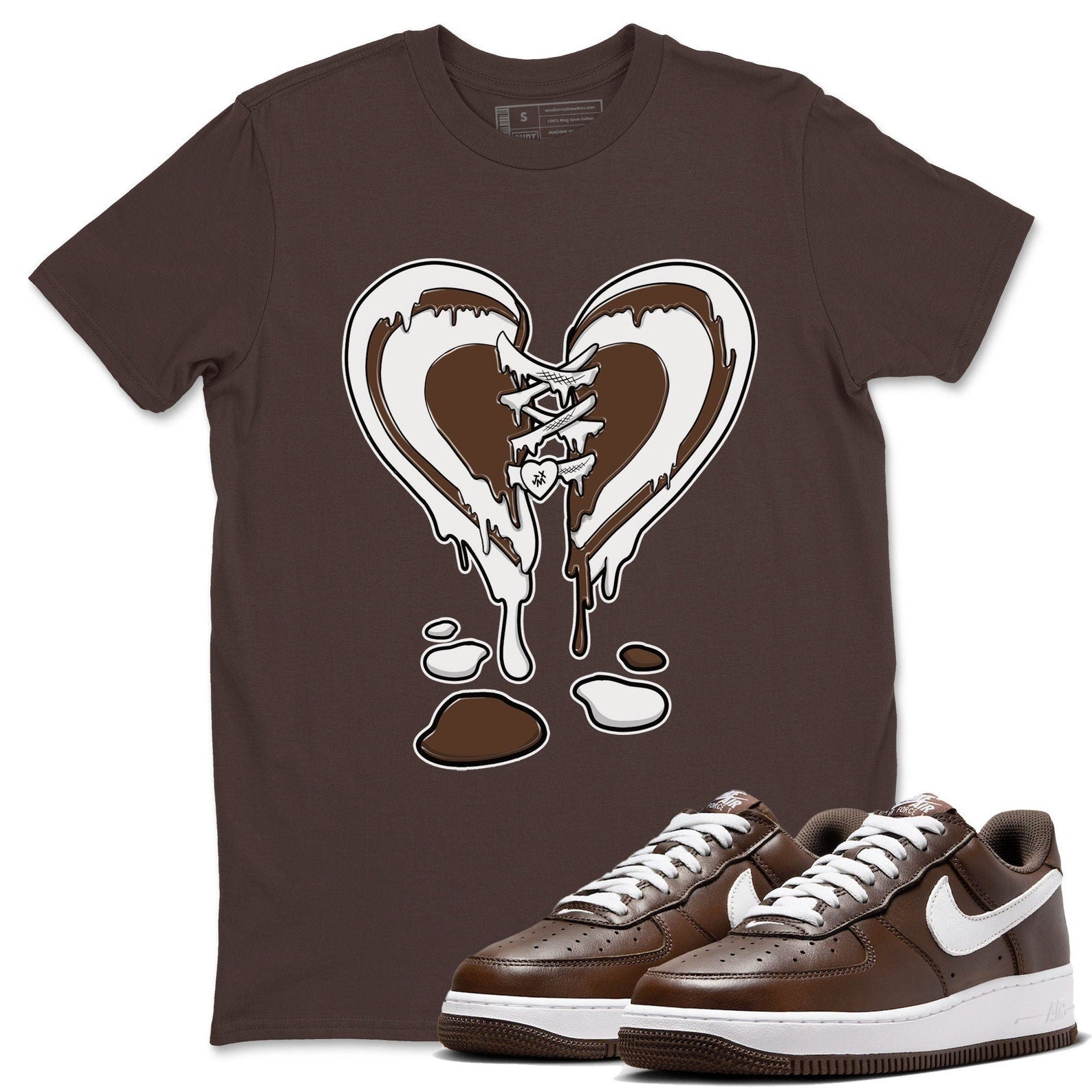 Melting Heart Sneaker Tee - Casual Unisex Cotton Sneaker T-Shirt To Match Air Force 1 Chocolate T-Shirt, Sneaker Match Tee