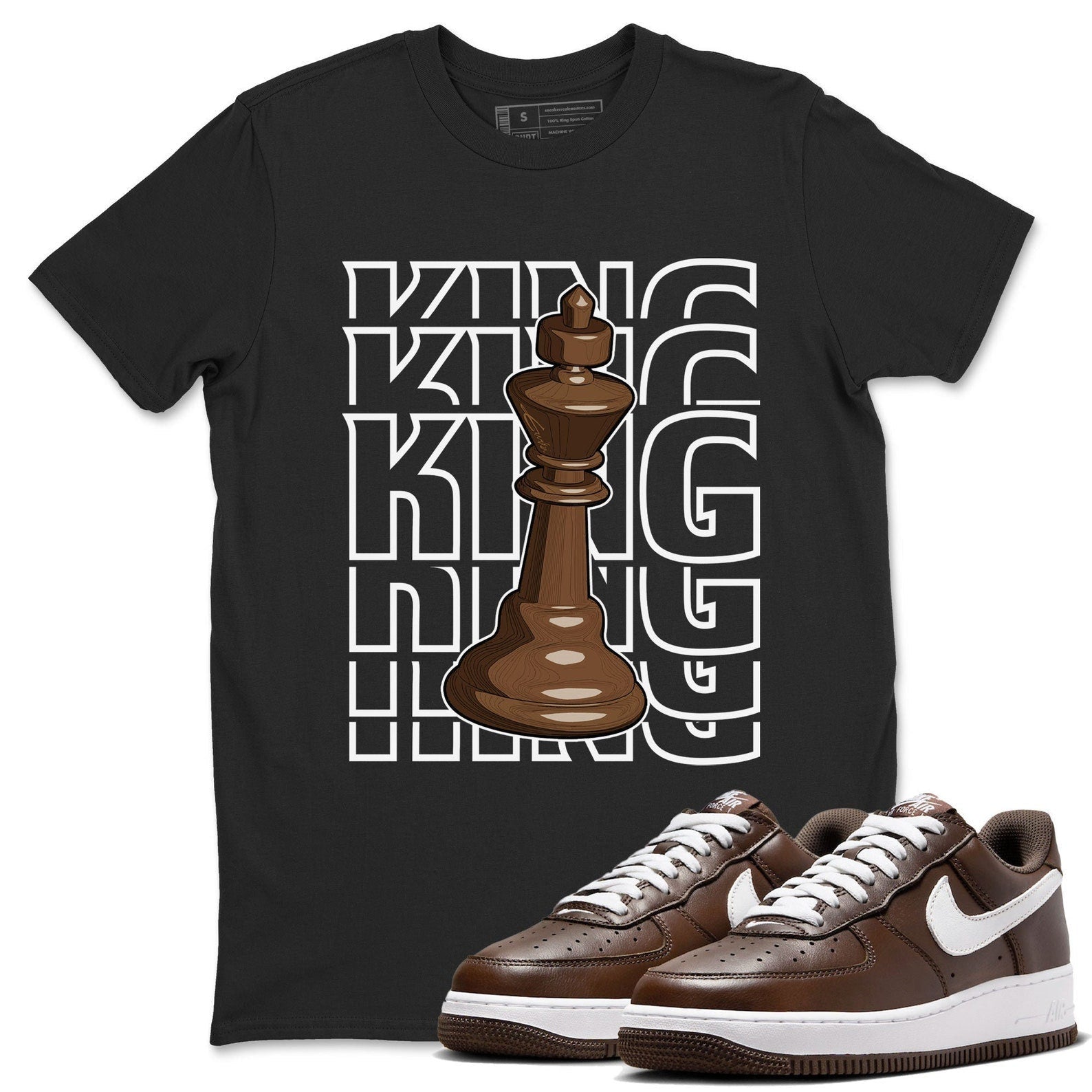 King Sneaker Tee - Casual Unisex Cotton Sneaker T-Shirt To Match Air Force 1 Chocolate T-Shirt, Sneaker Match Tee