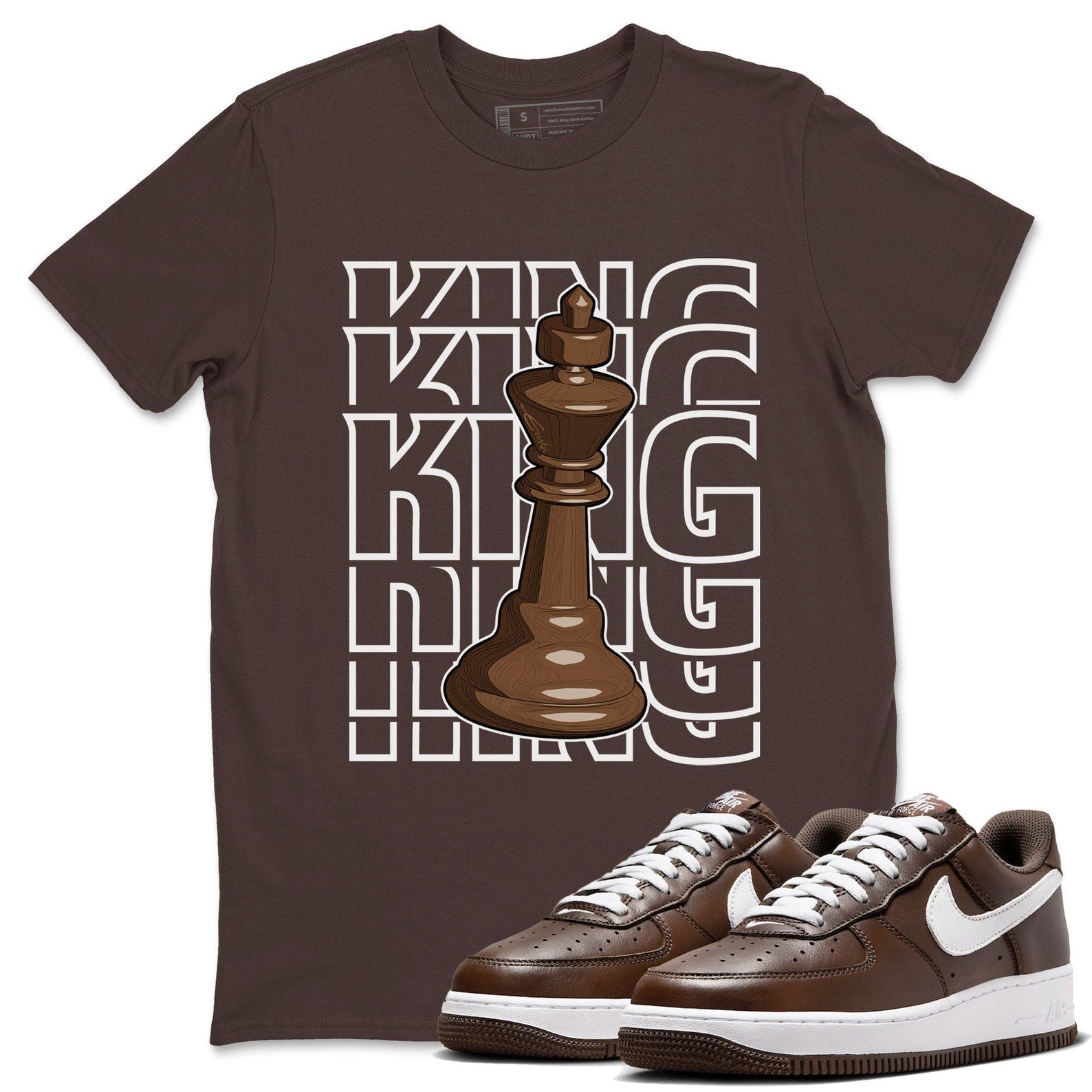 King Sneaker Tee - Casual Unisex Cotton Sneaker T-Shirt To Match Air Force 1 Chocolate T-Shirt, Sneaker Match Tee