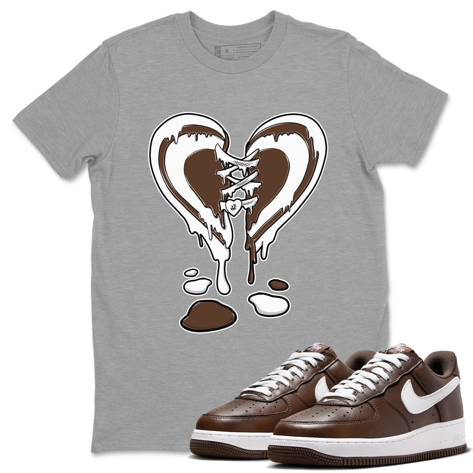 Melting Heart Sneaker Tee - Casual Unisex Cotton Sneaker T-Shirt To Match Air Force 1 Chocolate T-Shirt, Sneaker Match Tee