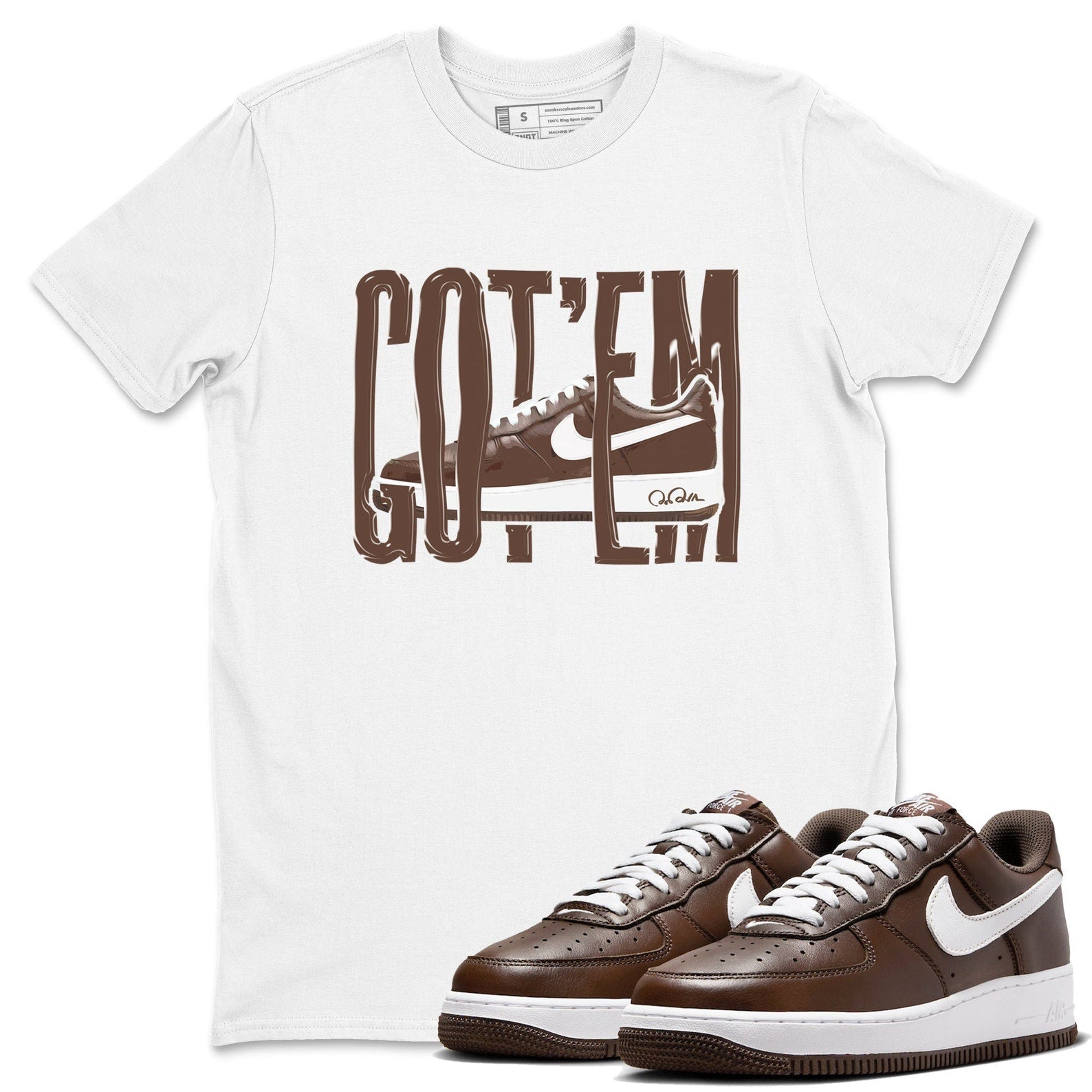 Wiggling Gotem Sneaker Tee - Casual Unisex Cotton Sneaker T-Shirt To Match Air Force 1 Chocolate T-Shirt, Sneaker Match Tee