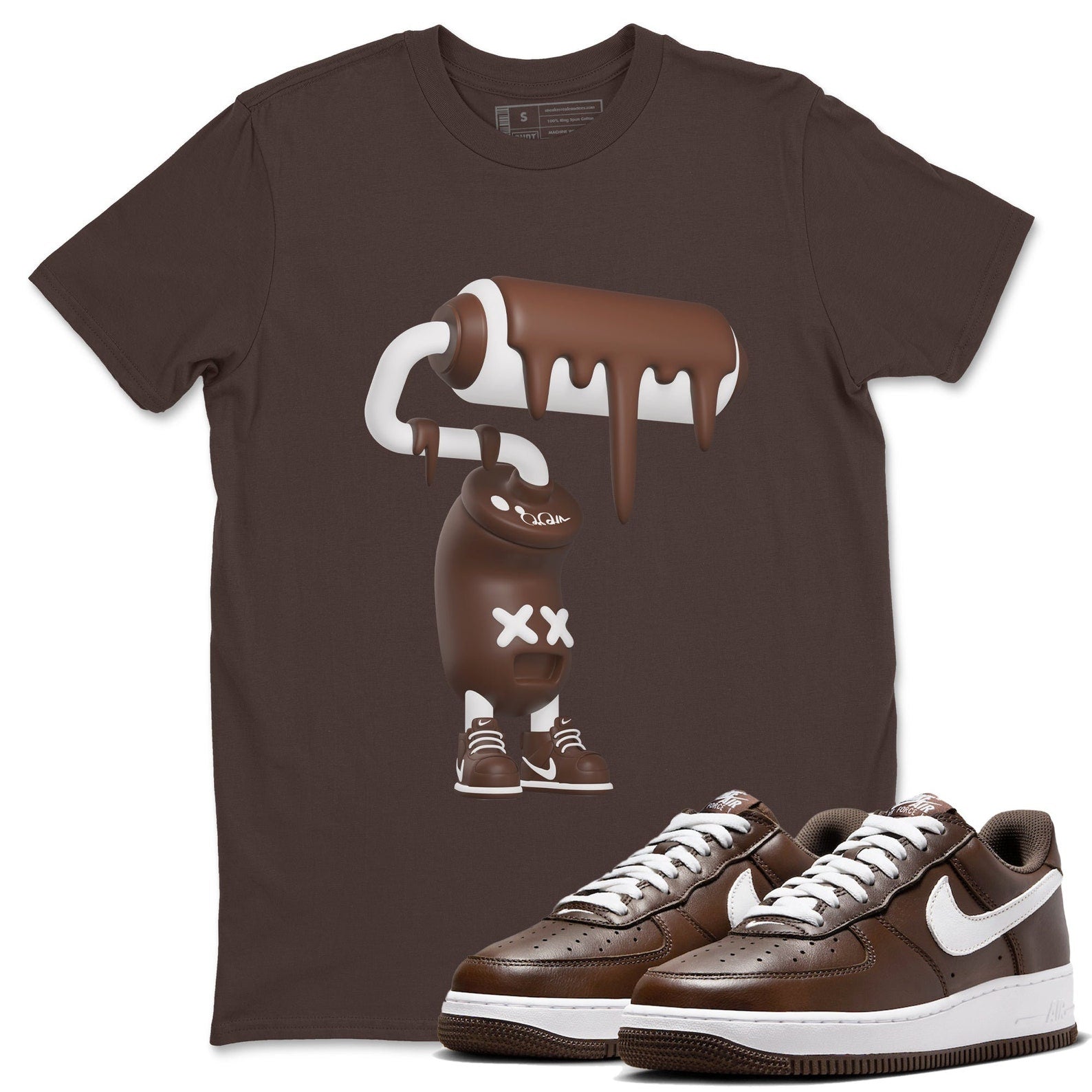 3D Paint Roller Sneaker Tee - Casual Unisex Cotton Sneaker T-Shirt To Match Air Force 1 Chocolate T-Shirt, Sneaker Match Tee