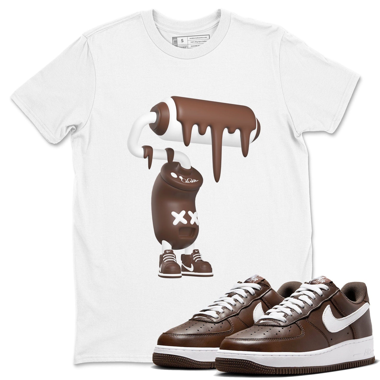 3D Paint Roller Sneaker Tee - Casual Unisex Cotton Sneaker T-Shirt To Match Air Force 1 Chocolate T-Shirt, Sneaker Match Tee