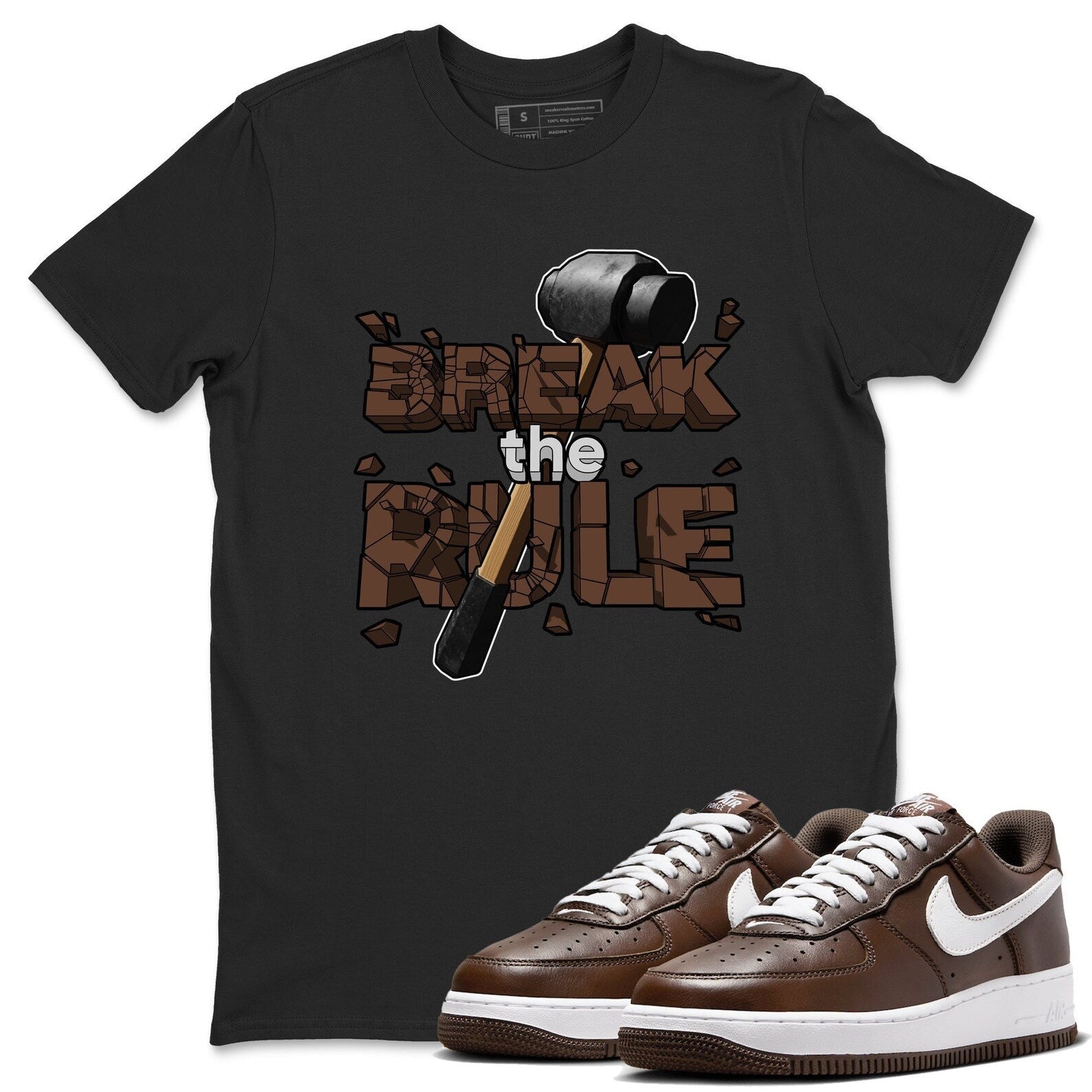 Break The Rule Sneaker Tee - Casual Unisex Cotton Sneaker T-Shirt To Match Air Force 1 Chocolate T-Shirt, Sneaker Match Tee