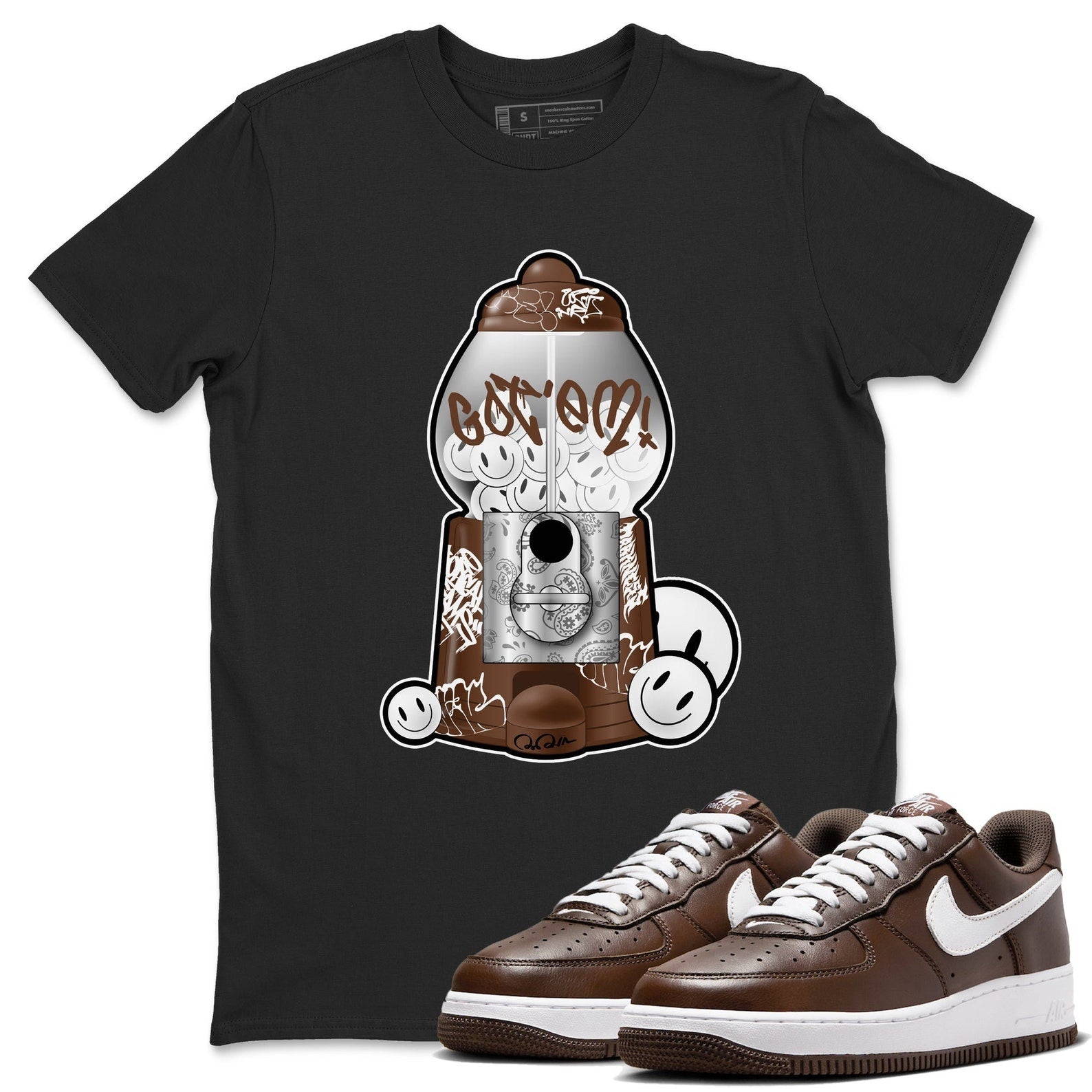 Gumball Machine Sneaker Tee - Casual Unisex Cotton Sneaker T-Shirt To Match Air Force 1 Chocolate T-Shirt, Sneaker Match Tee