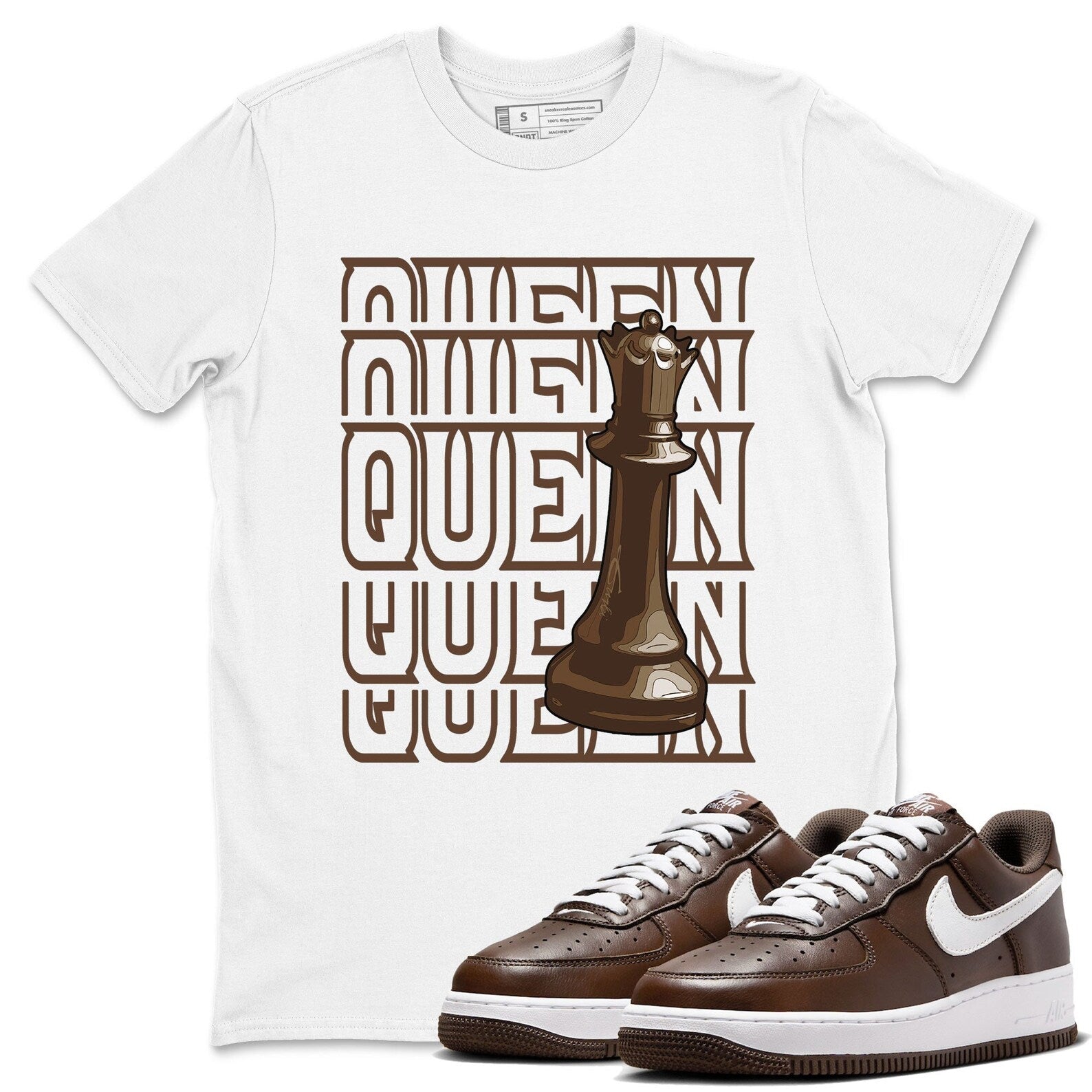 Queen Sneaker Tee - Casual Unisex Cotton Sneaker T-Shirt To Match Air Force 1 Chocolate T-Shirt, Sneaker Match Tee