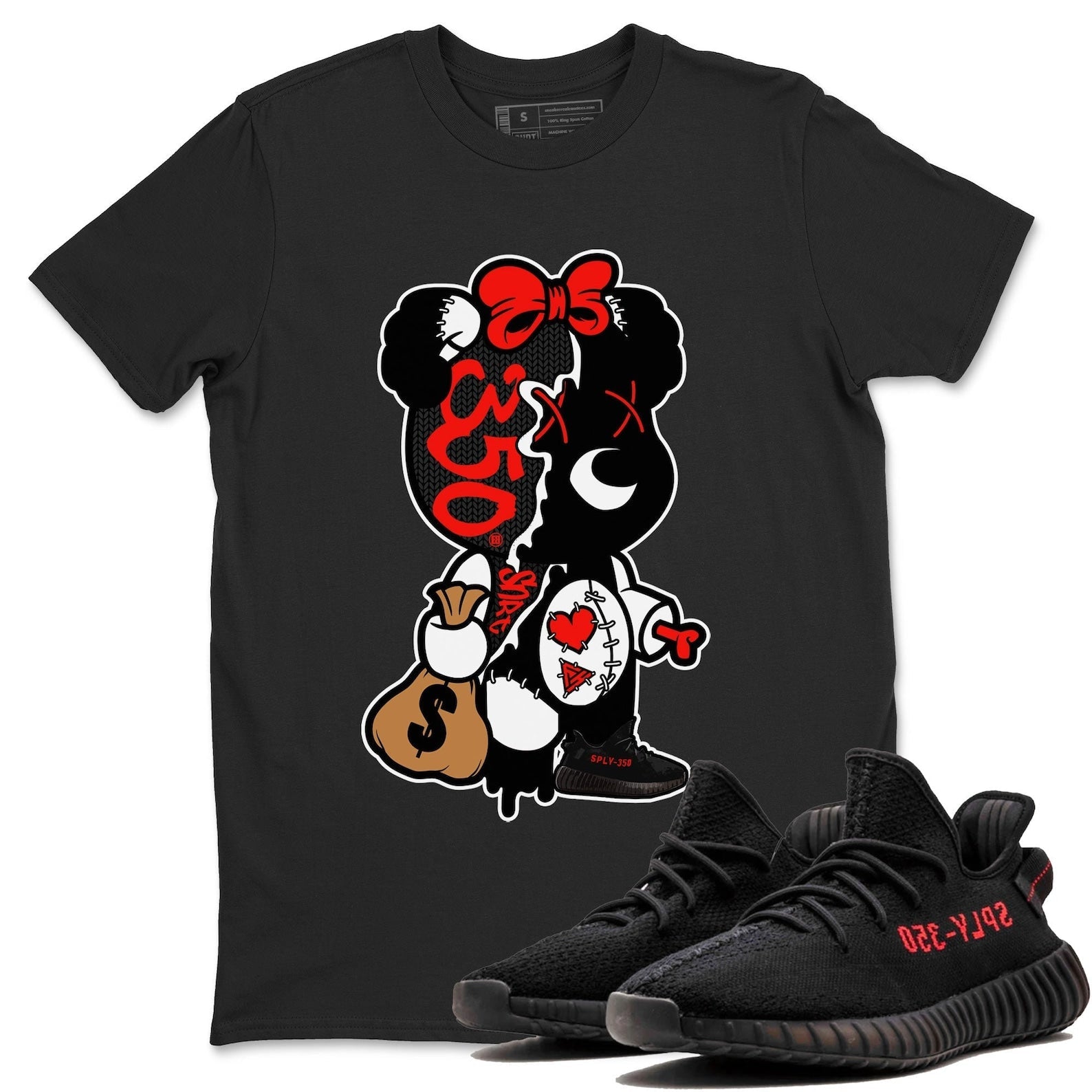Stitched Hustle Bear Unisex Crew Neck Sneaker Matching Tee Shirt To Match Yeezys 350 Bred T-Shirt, Sneaker Match Tee