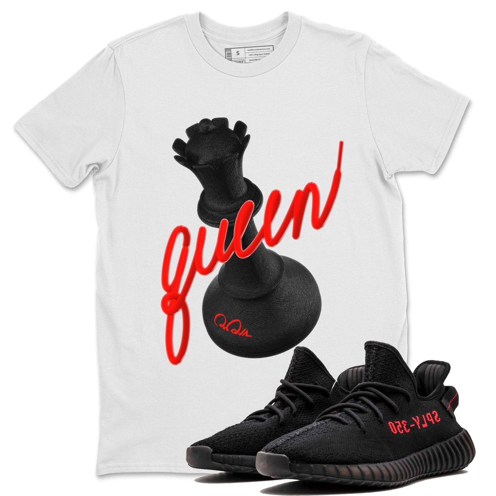 3D Queen Unisex Crew Neck Sneaker Matching Tee Shirt To Match Yeezys 350 Bred T-Shirt, Sneaker Match Tee