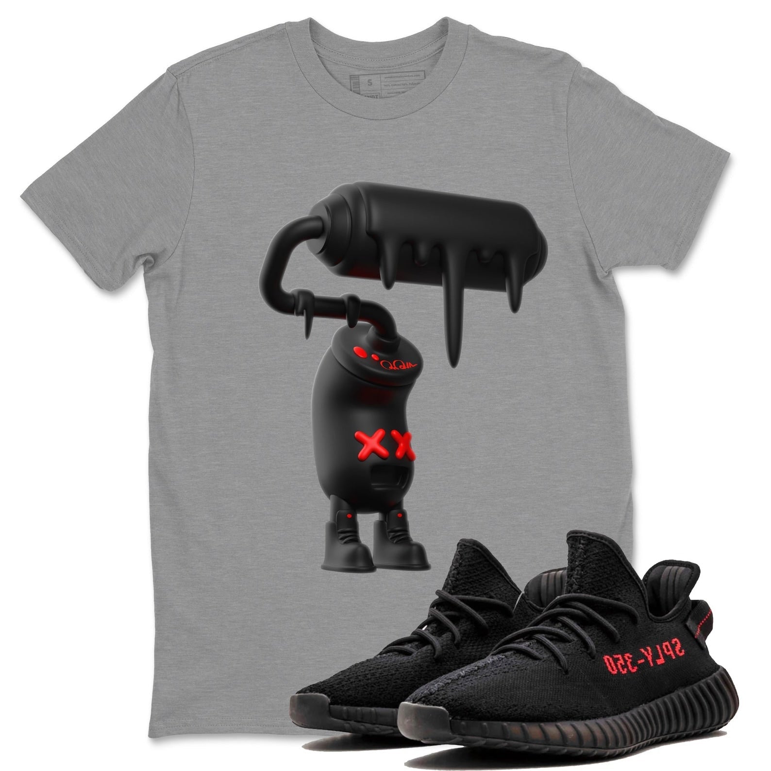 3D Paint Roller Unisex Crew Neck Sneaker Matching Tee Shirt To Match Yeezys 350 Bred T-Shirt, Sneaker Match Tee