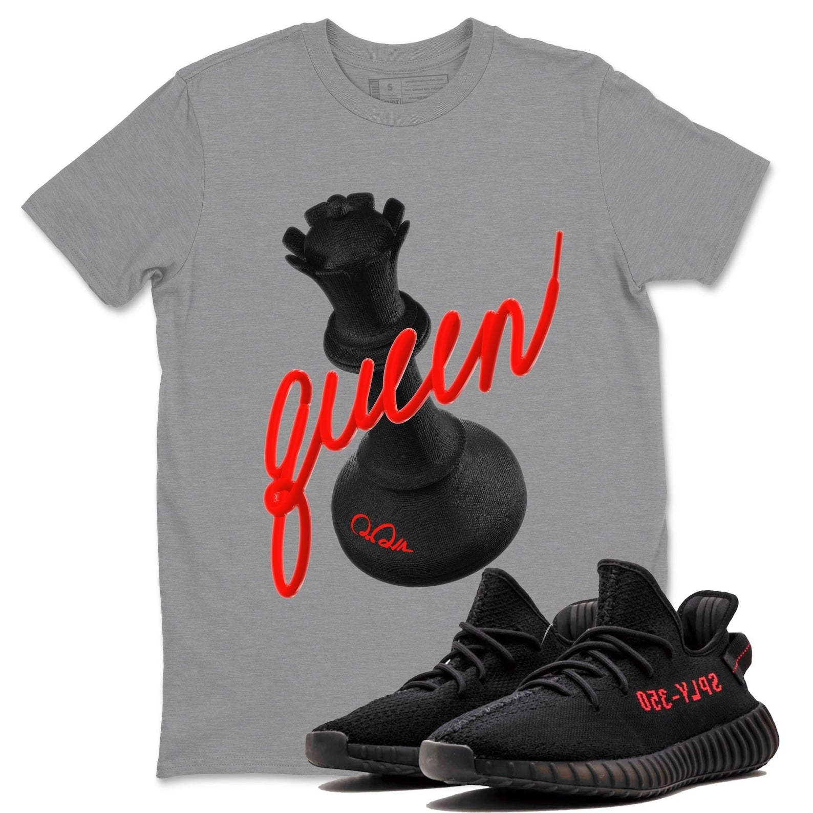 3D Queen Unisex Crew Neck Sneaker Matching Tee Shirt To Match Yeezys 350 Bred T-Shirt, Sneaker Match Tee
