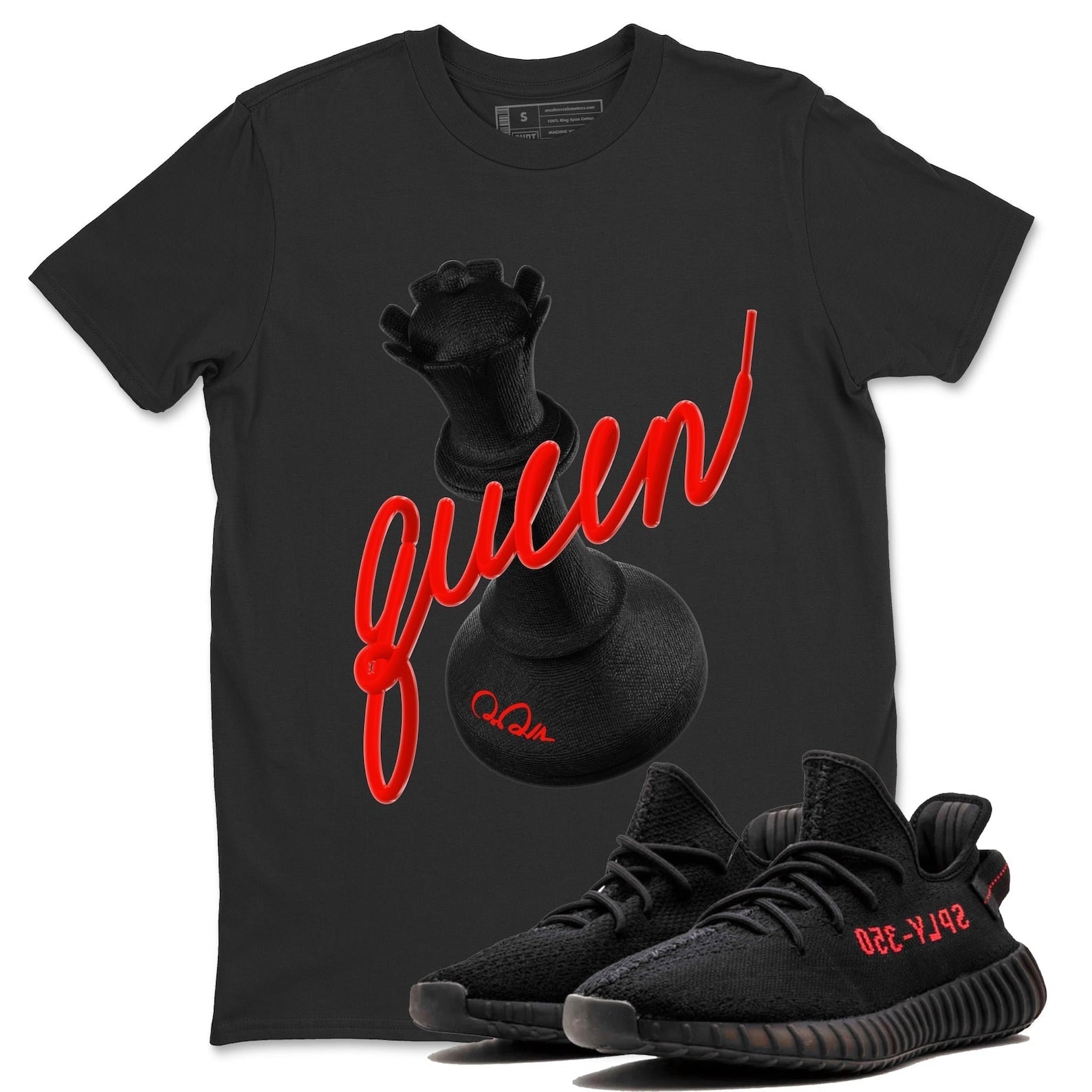 3D Queen Unisex Crew Neck Sneaker Matching Tee Shirt To Match Yeezys 350 Bred T-Shirt, Sneaker Match Tee