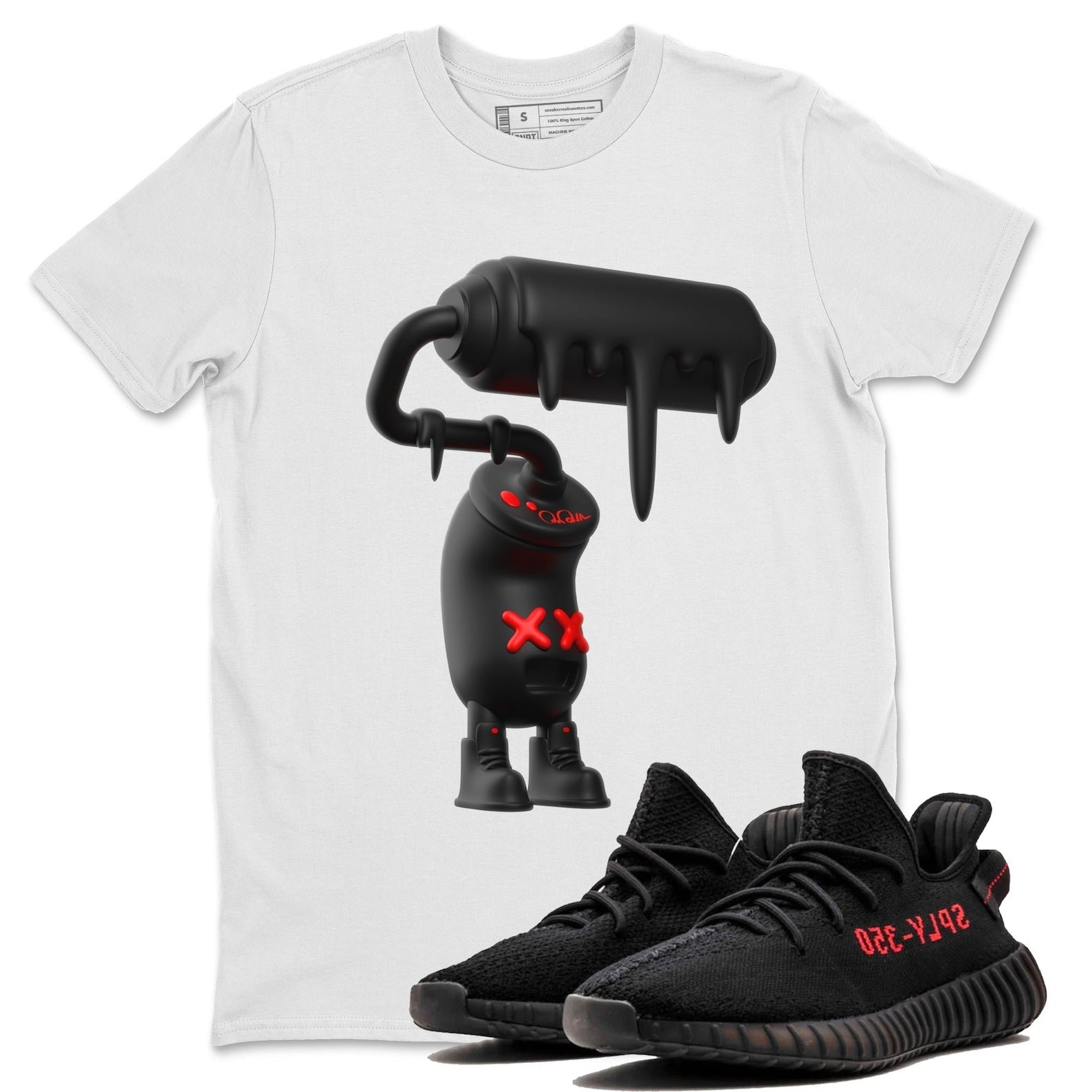 3D Paint Roller Unisex Crew Neck Sneaker Matching Tee Shirt To Match Yeezys 350 Bred T-Shirt, Sneaker Match Tee