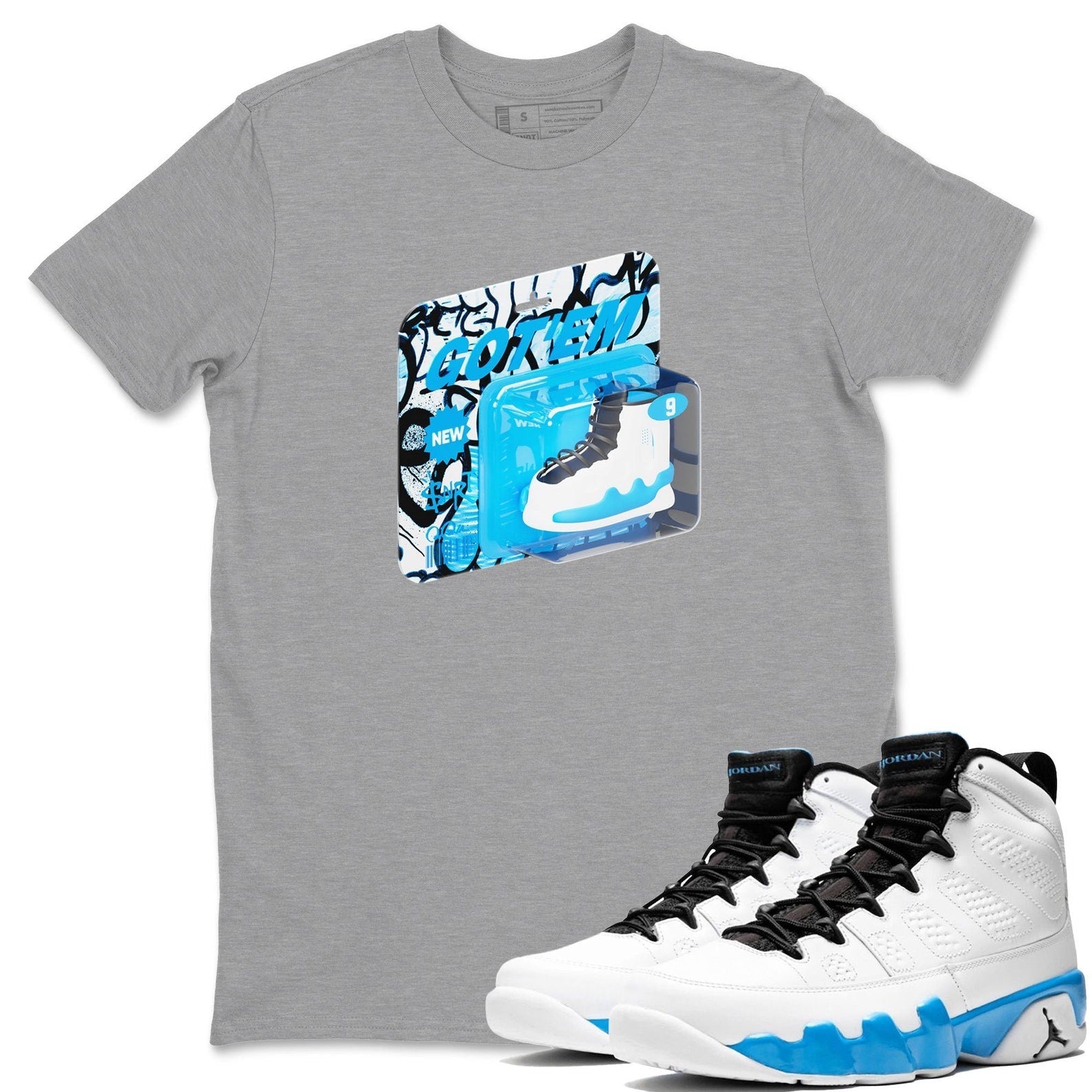 Vintage Toy Packaging Streetwear Shirts To Match Jordans 9s Powder Blue T-Shirt, Sneaker Match Tee