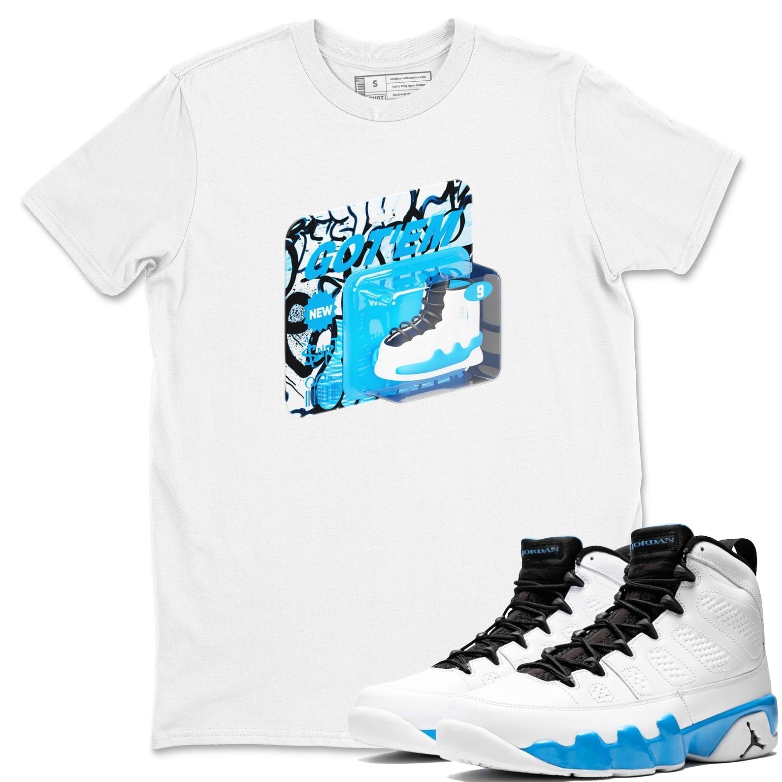 Vintage Toy Packaging Streetwear Shirts To Match Jordans 9s Powder Blue T-Shirt, Sneaker Match Tee