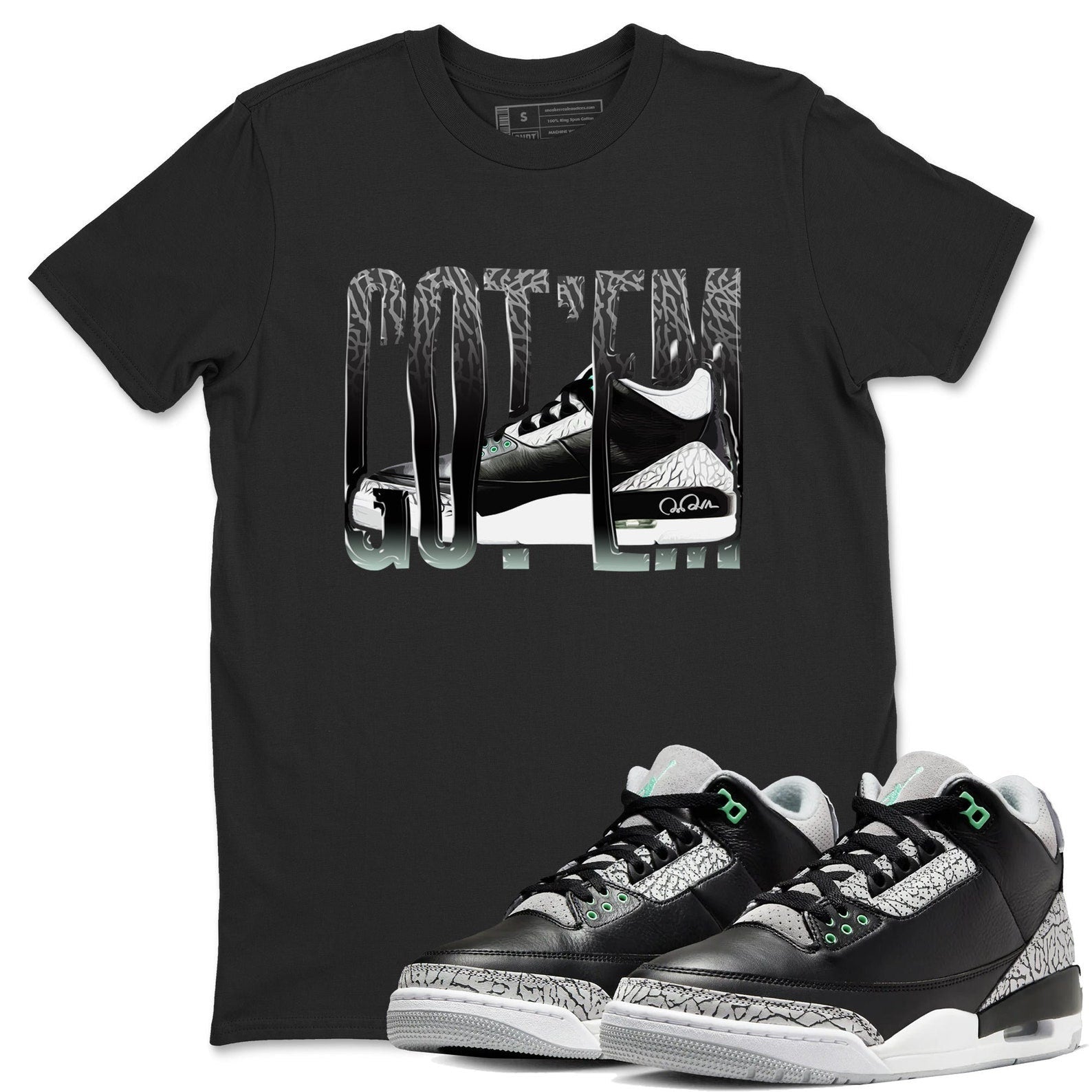 Wiggling Gotem Sneaker Tee - Unisex Cotton Sneaker Shirts To Match Jordans 3s Green Glow T-Shirt, Sneaker Match Tee