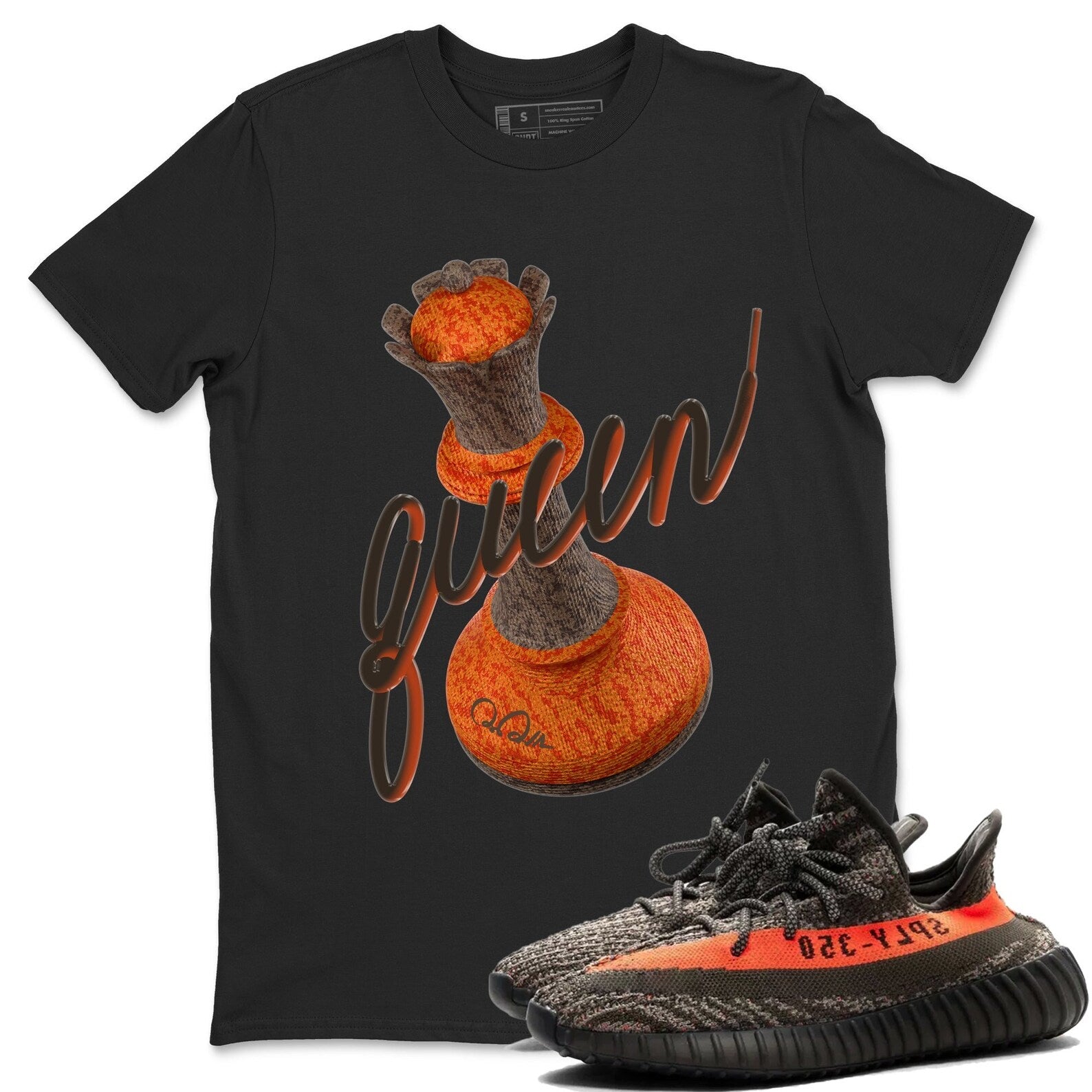 3D Queen Unisex Crew Neck T-Shirt - Sneaker Shirt To Match Yeezys 350 Carbon Beluga T-Shirt, Sneaker Match Tee