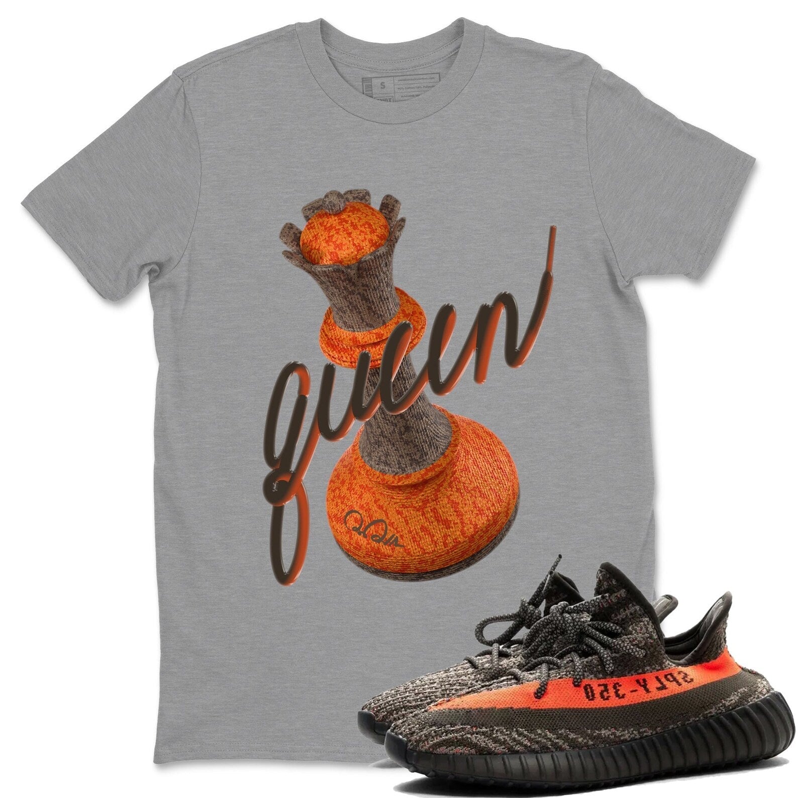 3D Queen Unisex Crew Neck T-Shirt - Sneaker Shirt To Match Yeezys 350 Carbon Beluga T-Shirt, Sneaker Match Tee