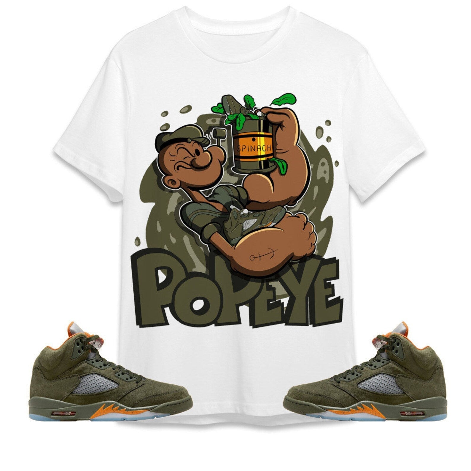 The Sailor Man Sneaker Unisex Tees Jordan 5 Olive to match Sneaker, Outfit back to school graphic tees T-Shirt, Sneaker Match Tee