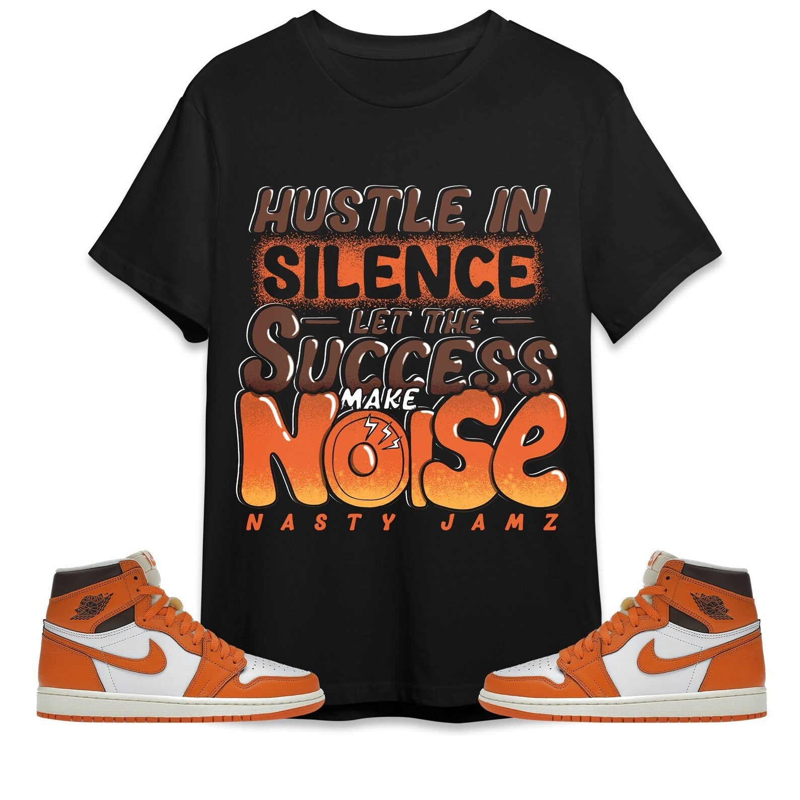 Hustle In Silence Unisex Shirt Match Jordan 1 High OG Starfish T-Shirt, Sneaker Match Tee