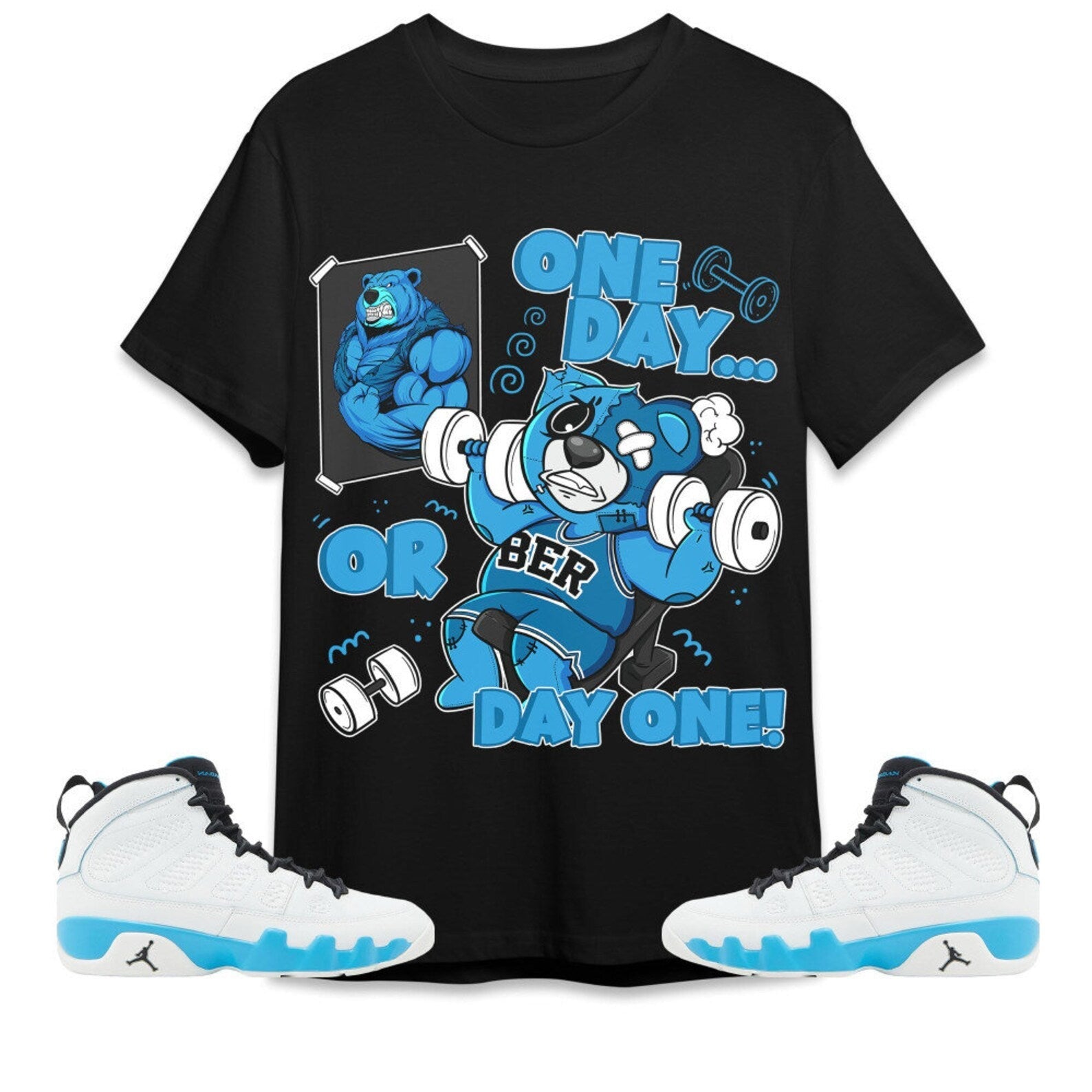 BER Gymmer Unisex Tees Jordan 9 Powder Blue to match Sneaker, Outfit For Work Cute Gymmer match Jordan Hoodie T-Shirt, Sneaker Match Tee