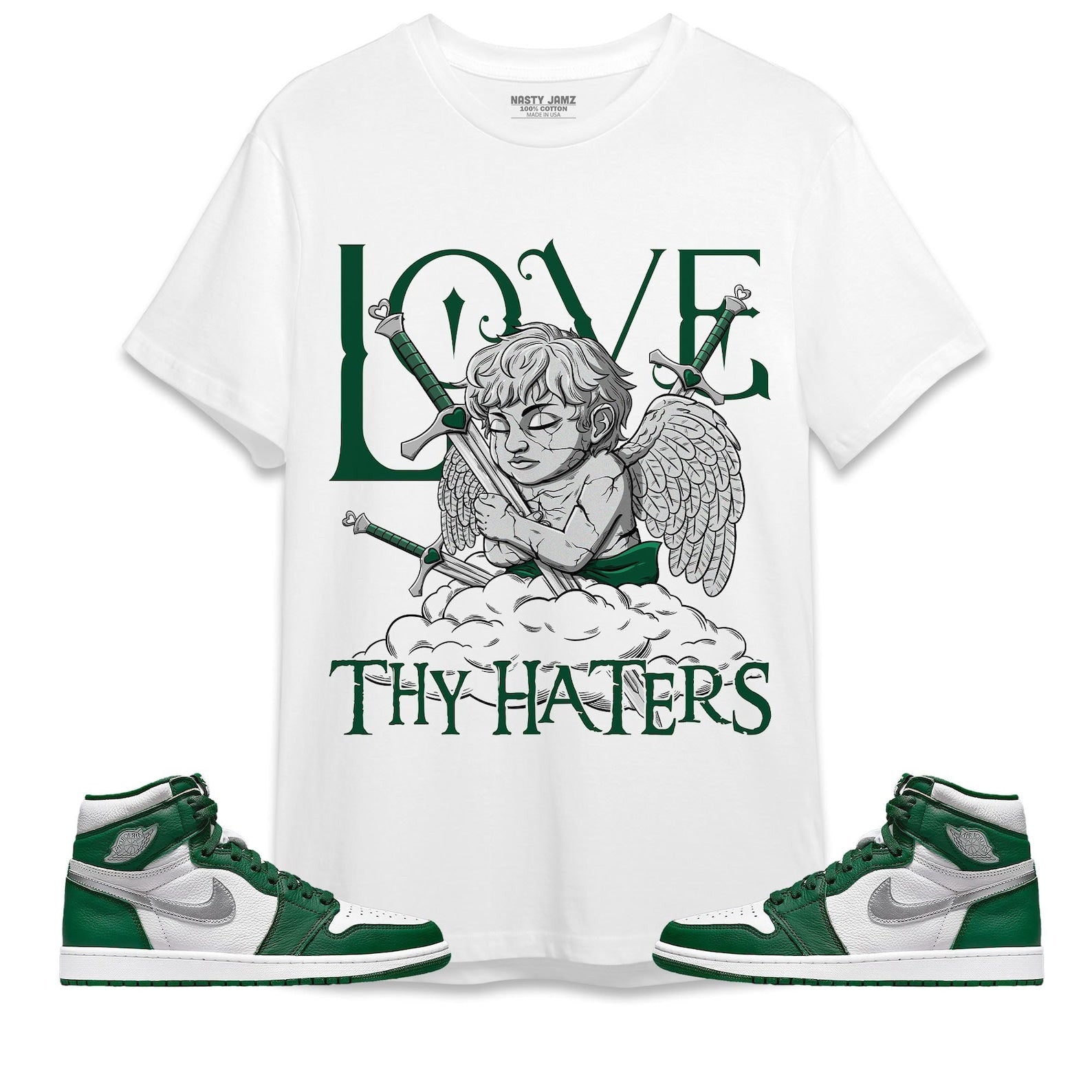 Love Thy Haters Angel Unisex Shirt Match Jordan 1 High OG Gorge Green T-Shirt, Sneaker Match Tee