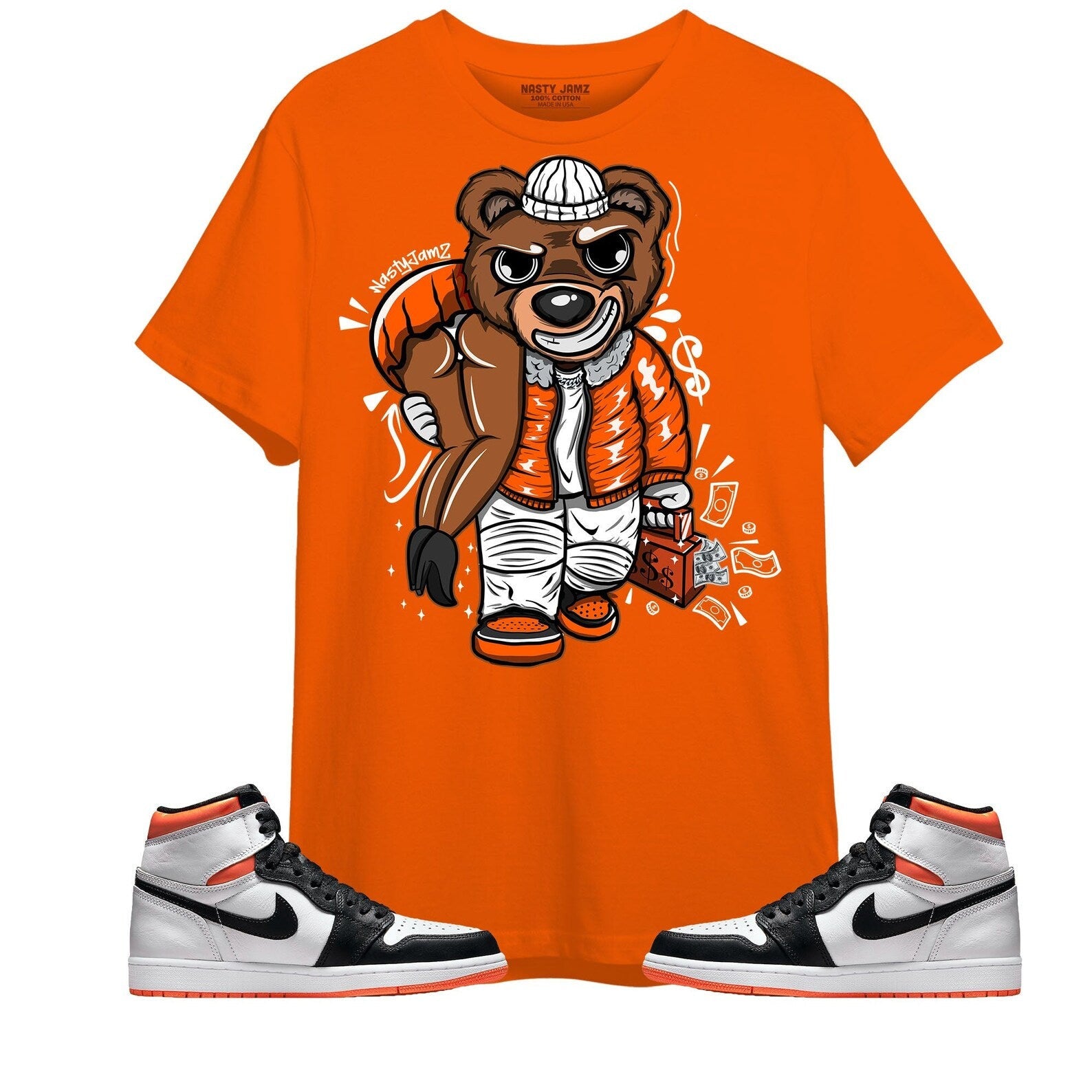 Big Bank Unisex Color Shirt Match Jordan 1 Retro High Electro Orange T-Shirt, Sneaker Match Tee