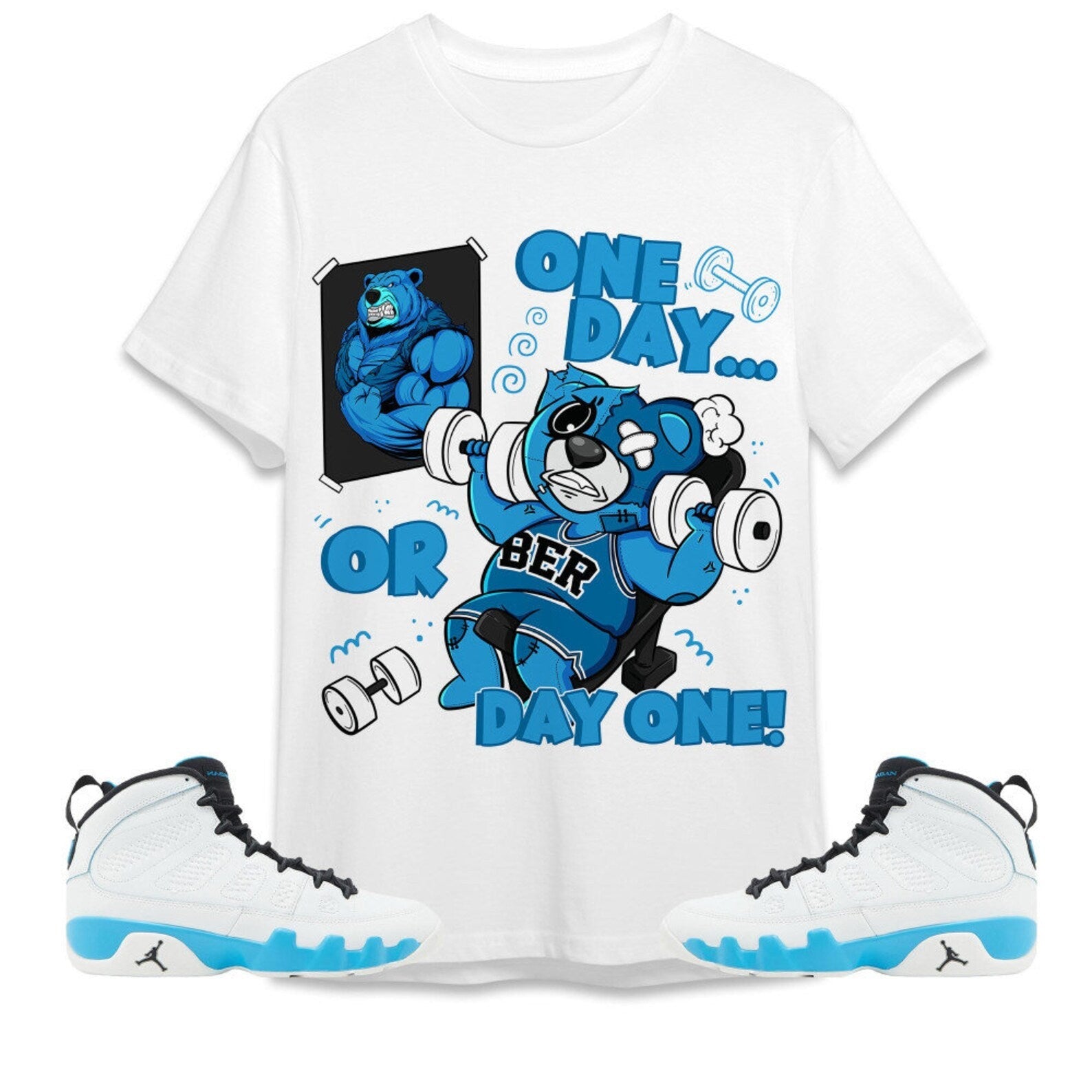 BER Gymmer Unisex Tees Jordan 9 Powder Blue to match Sneaker, Outfit For Work Cute Gymmer match Jordan Hoodie T-Shirt, Sneaker Match Tee