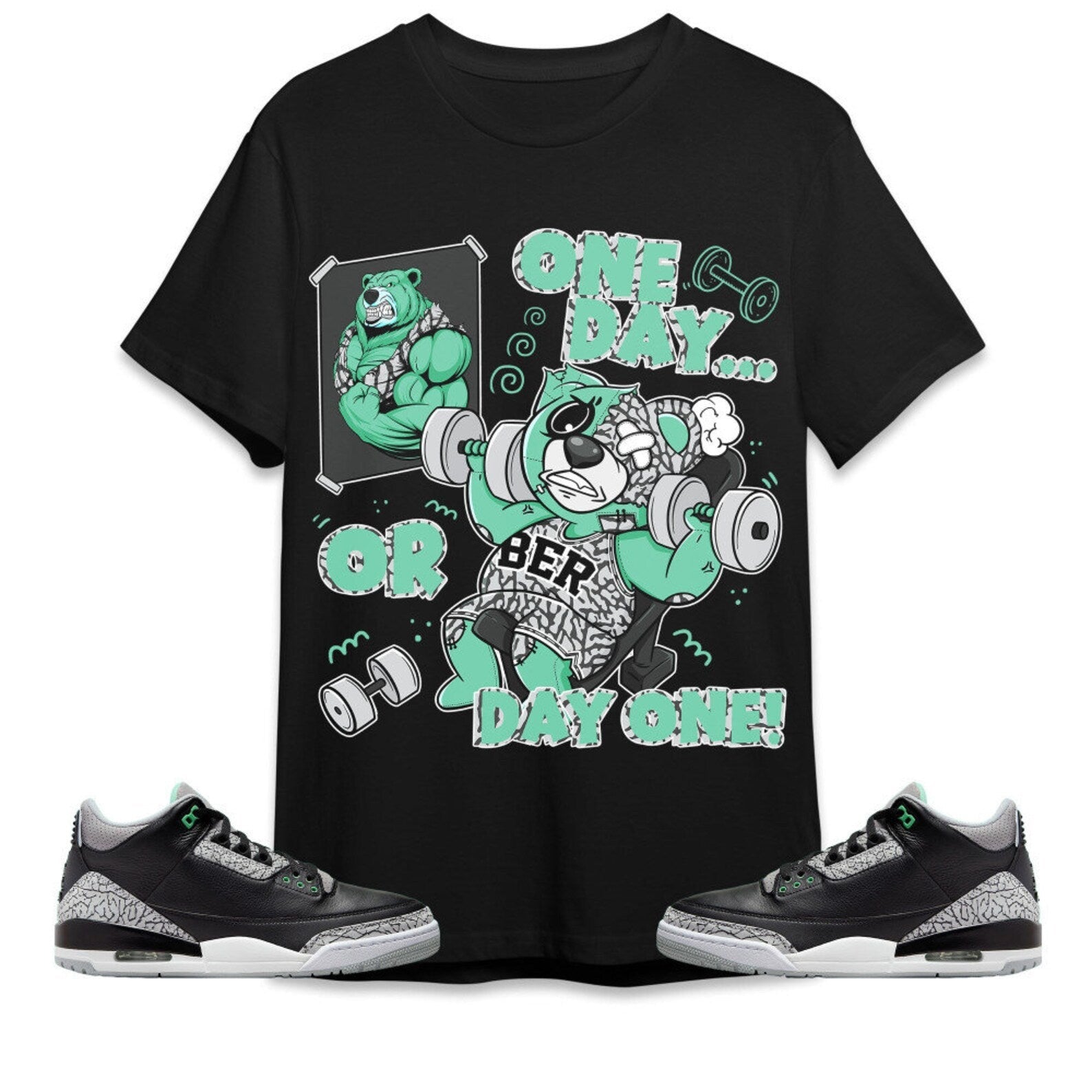 BER Gymmer Unisex Tees Jordan 3 Green Glow to match Sneaker, Outfit For Work Cute Gymmer match Jordan Hoodie T-Shirt, Sneaker Match Tee