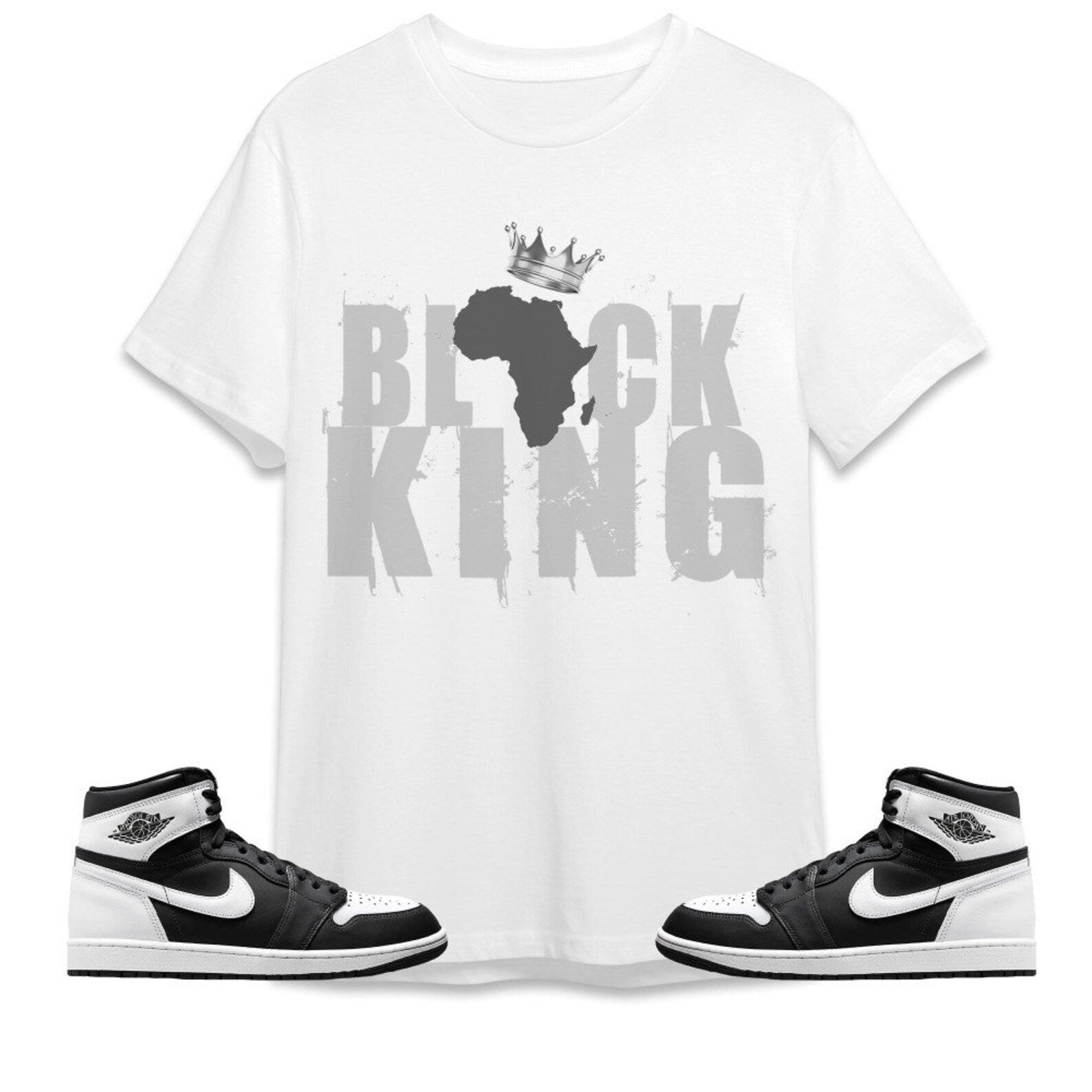 Black King Crown Unisex tees Jordan 1 Retro High OG Black White to match Sneaker, Outfit Back to School Jordan Hoodie T-Shirt, Sneaker Match Tee