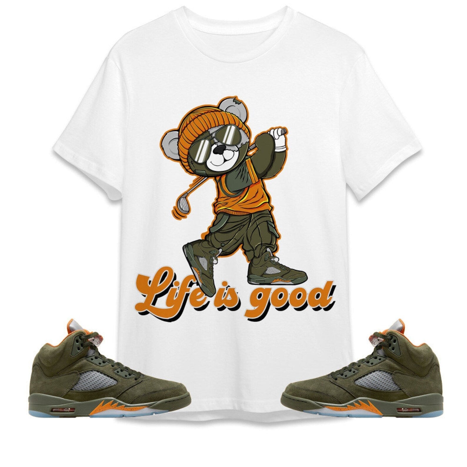 BER Like Golf Unisex Tees Jordan 5 Olive, Outfit For Work Cute Like Golf match Jordan, Funny Golf Sneaker Shirt, Sports Tees T-Shirt, Sneaker Match Tee