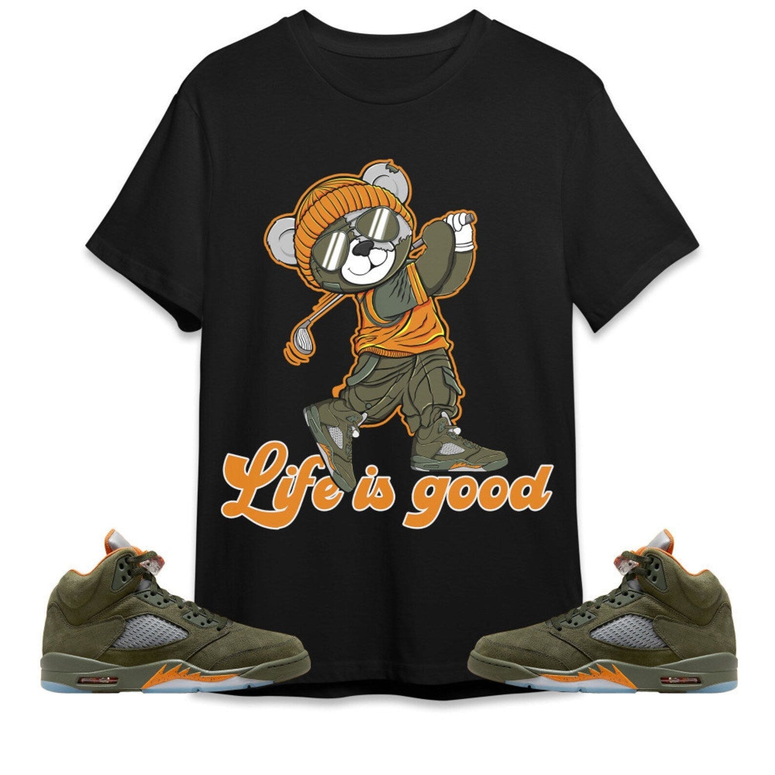 BER Like Golf Unisex Tees Jordan 5 Olive, Outfit For Work Cute Like Golf match Jordan, Funny Golf Sneaker Shirt, Sports Tees T-Shirt, Sneaker Match Tee